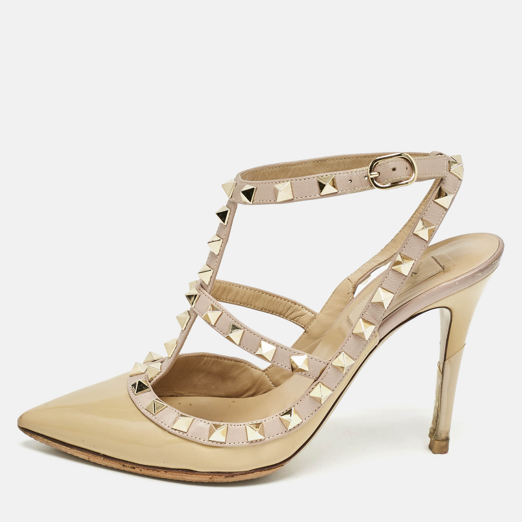 Valentino Beige/Dusty Pink Patent Leather Rockstud Caged Ankle Strap Pumps Size
Valentino Beige/Dusty Pink Patent Leather Rockstud Caged Ankle Strap Pumps Size