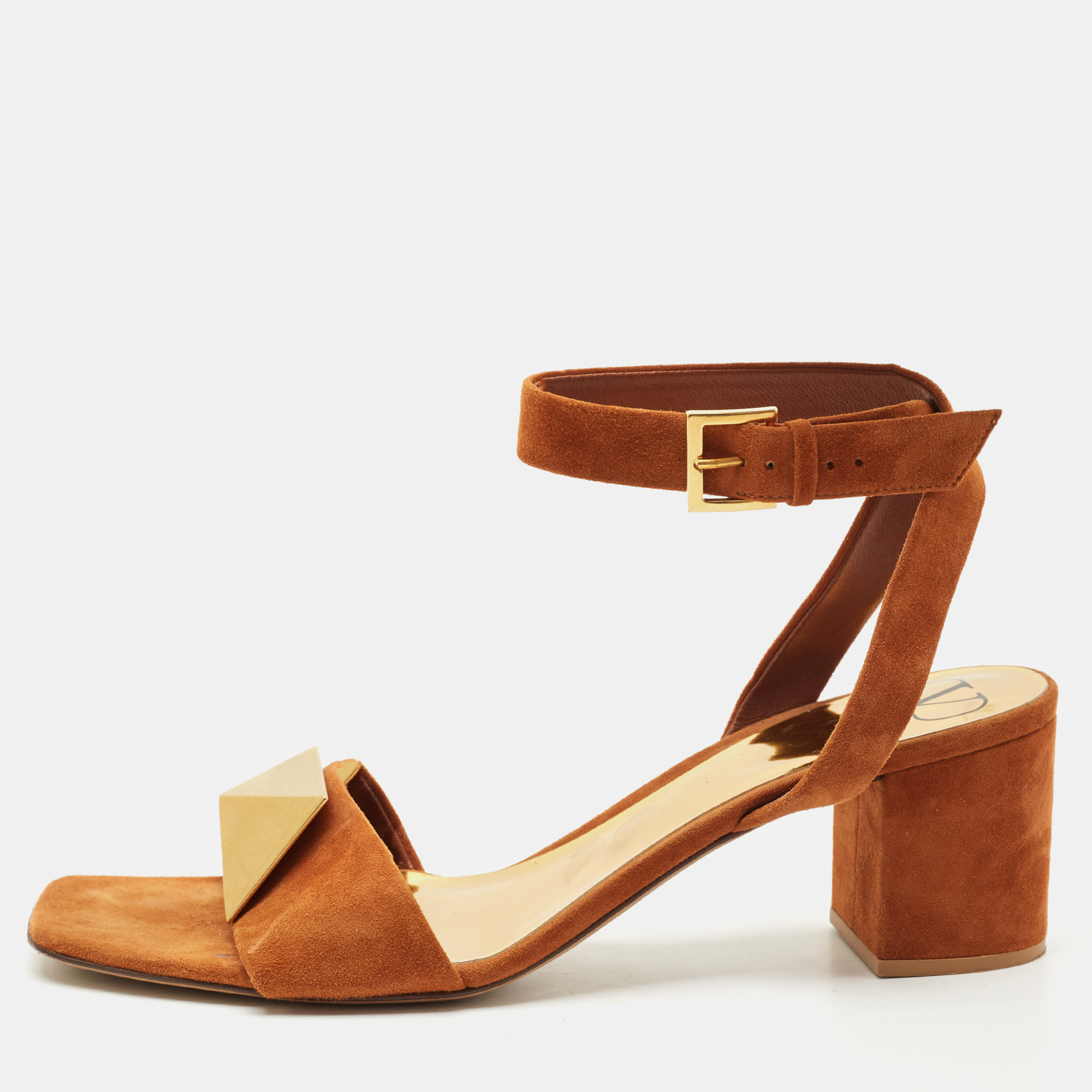 Valentino Brown Suede Roman Stud Ankle Strap Block Heel Sandals Size 40.5
Valentino Brown Suede Roman Stud Ankle Strap Block Heel Sandals Size 40.5