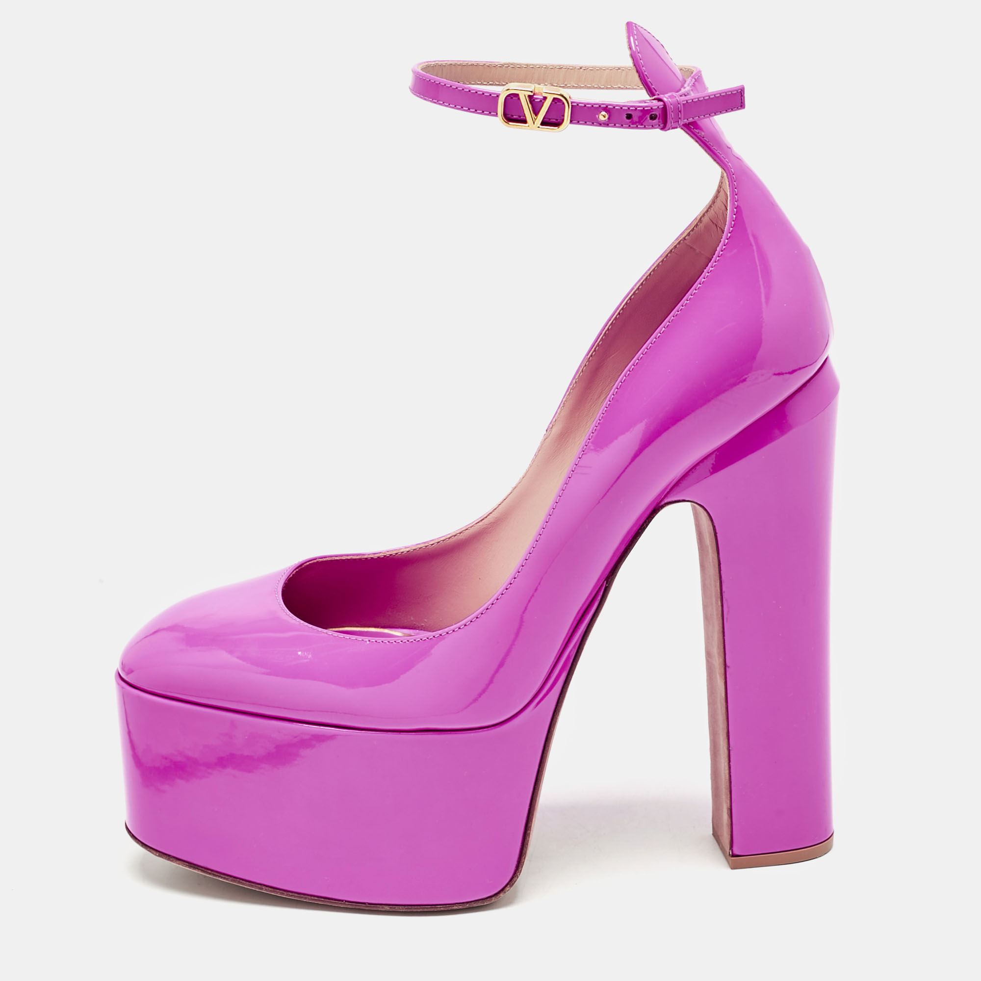 Valentino Fuchsia Pink Patent Leather Tan-go Platform Block Heel Pumps Size
Valentino Fuchsia Pink Patent Leather Tan-go Platform Block Heel Pumps Size