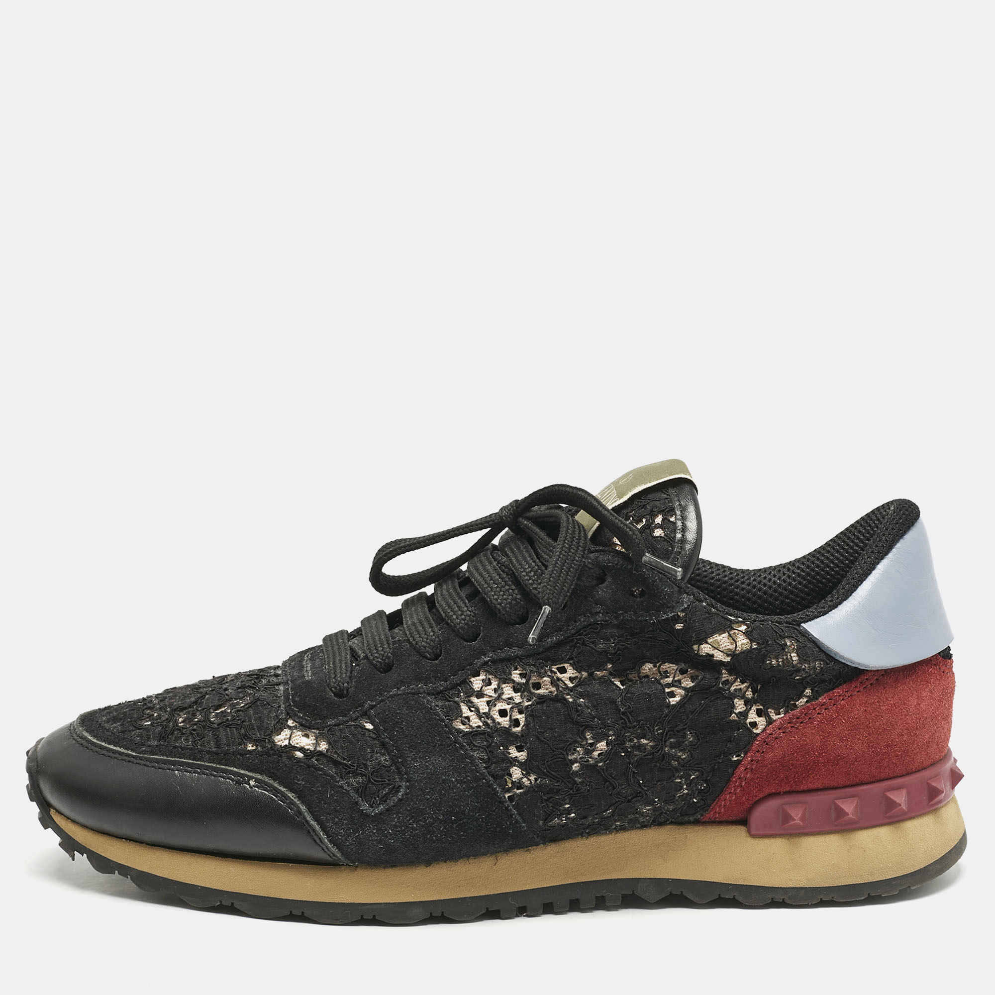 Valentino Multicolor Lace and Leather Rockrunner Low Top Sneakers Size
Valentino Multicolor Lace and Leather Rockrunner Low Top Sneakers Size