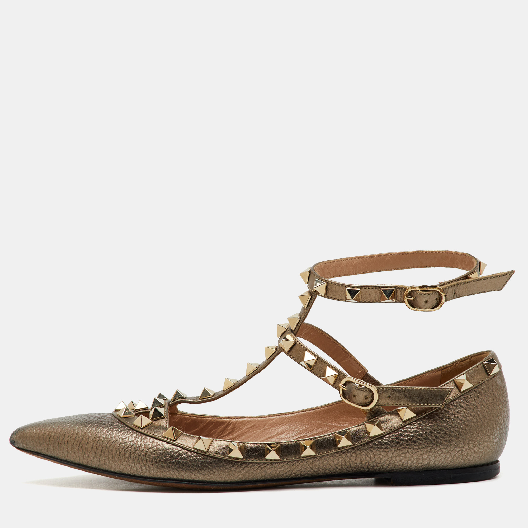 Valentino Metallic Leather Rockstud Ankle Strap Ballet Flats Size
Valentino Metallic Leather Rockstud Ankle Strap Ballet Flats Size