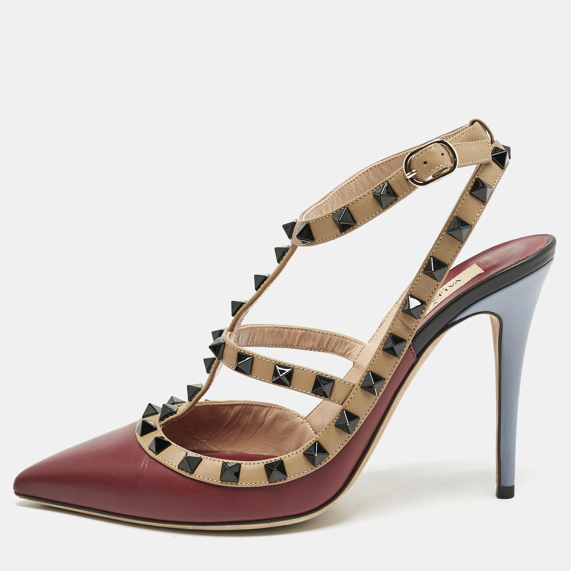 Valentino Red/Burgundy Leather Rockstud Strappy Pointed Toe Pumps Size Size
Valentino Red/Burgundy Leather Rockstud Strappy Pointed Toe Pumps Size Size