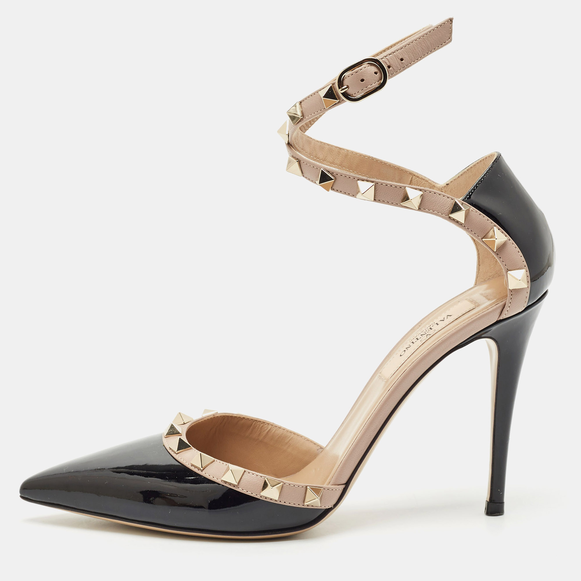Valentino Black/Pink Patent and Leather Rockstud D'orsay Pumps Size
Valentino Black/Pink Patent and Leather Rockstud D'orsay Pumps Size