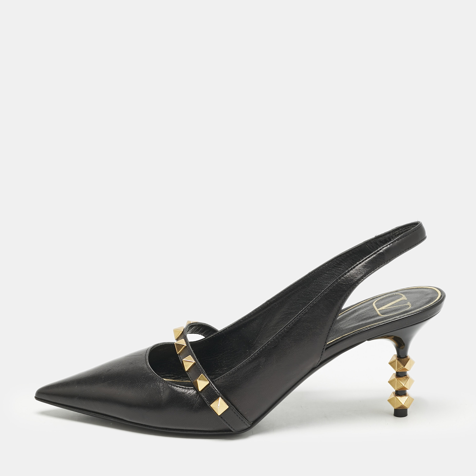 Valentino Black Leather Pointed Toe Rockstud Slingback Pumps Size
Valentino Black Leather Pointed Toe Rockstud Slingback Pumps Size