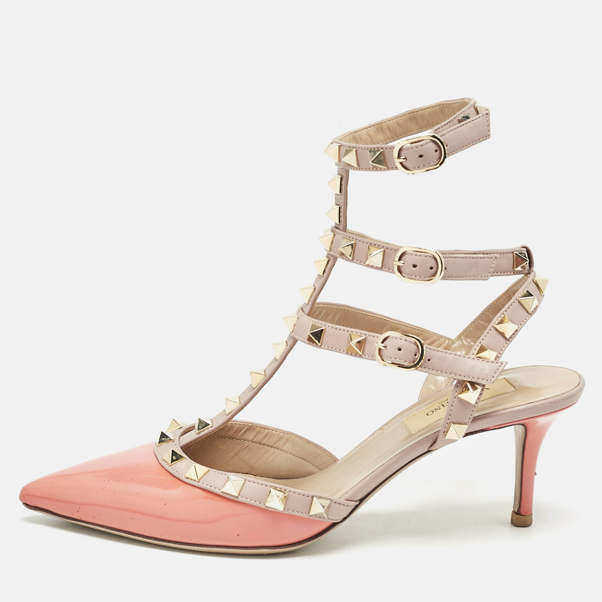 Valentino Orange/Beige Patent Leather Rockstud Caged Ankle Strap Pumps Size
Valentino Orange/Beige Patent Leather Rockstud Caged Ankle Strap Pumps Size