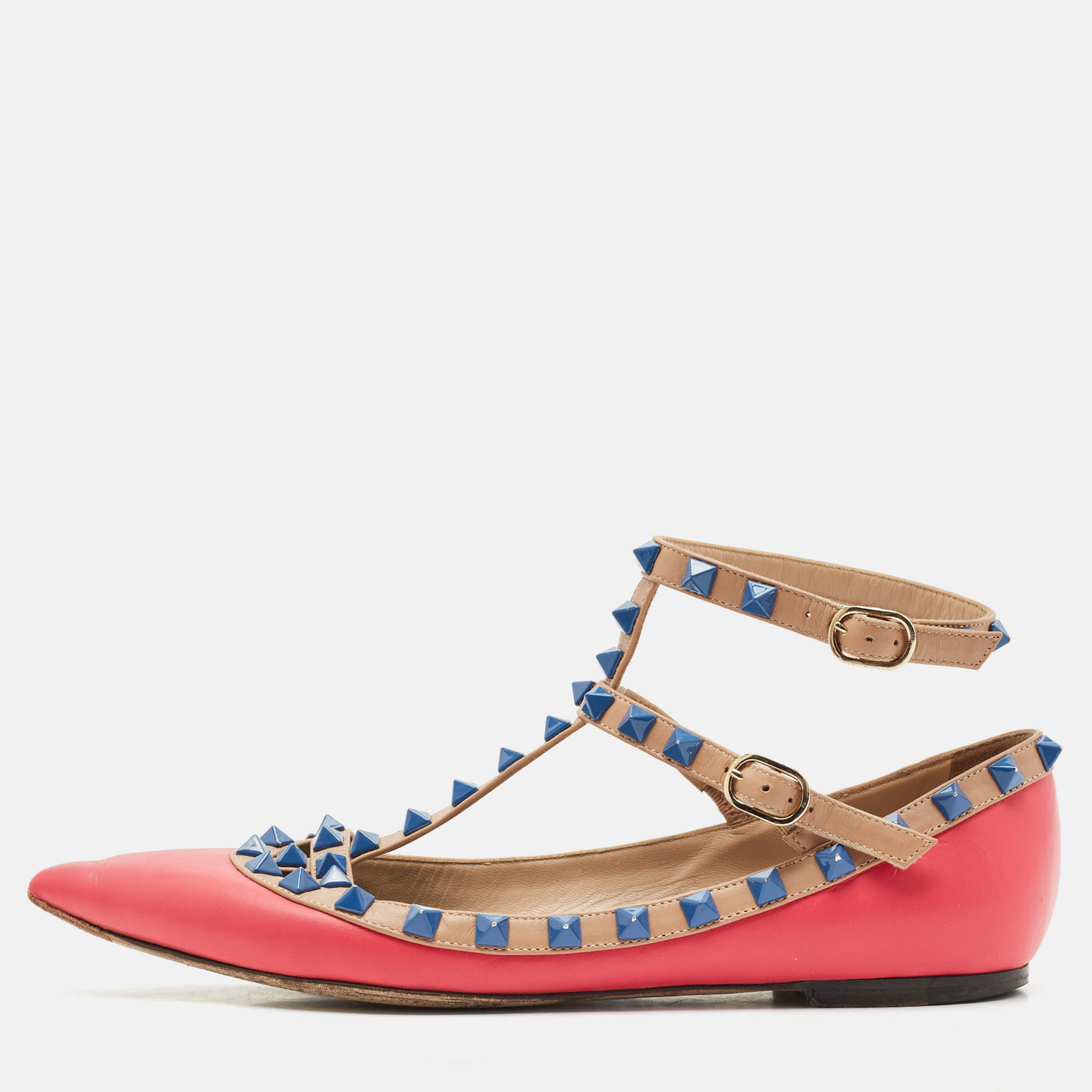 Valentino Pink/Beige Leather Rockstud Ankle Strap Ballet Flats Size
Valentino Pink/Beige Leather Rockstud Ankle Strap Ballet Flats Size