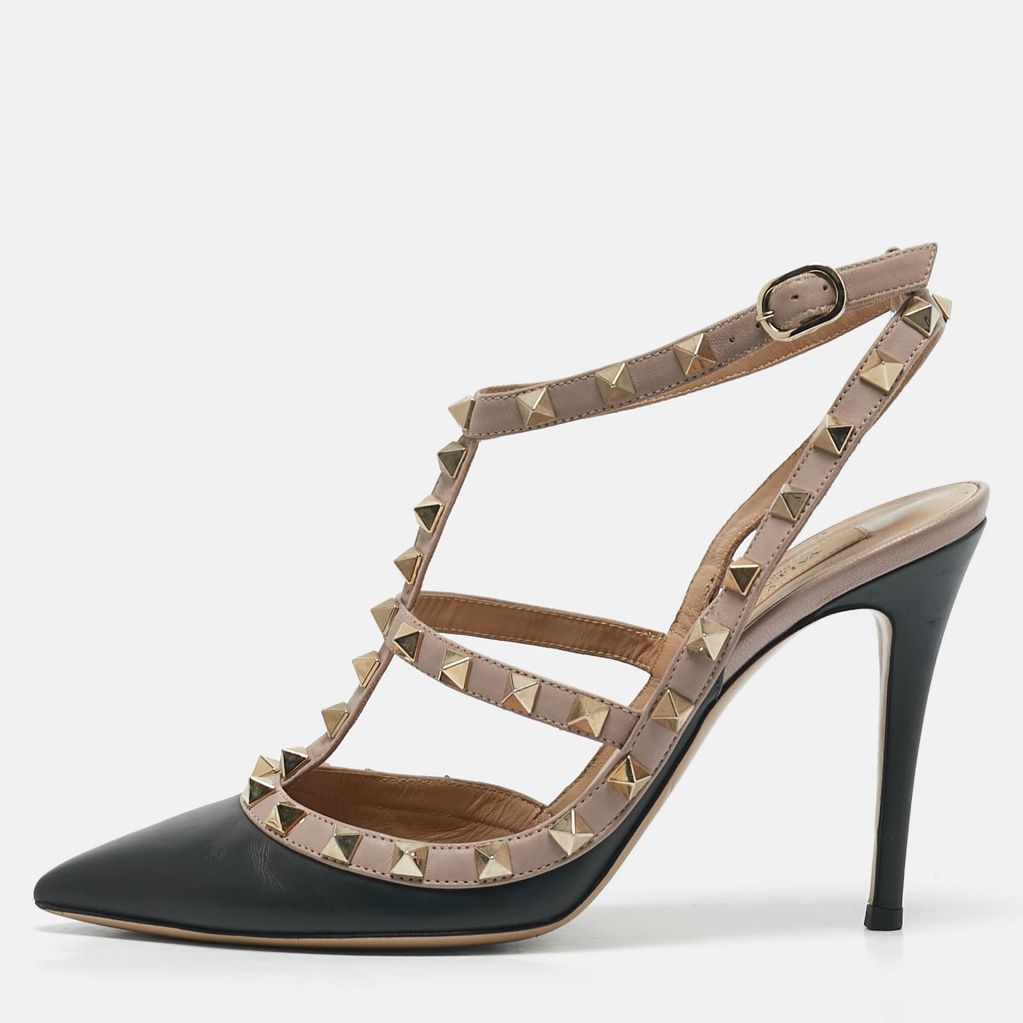 Valentino Black/Old Rose Leather Rockstud Ankle Strap Pumps Size
Valentino Black/Old Rose Leather Rockstud Ankle Strap Pumps Size
