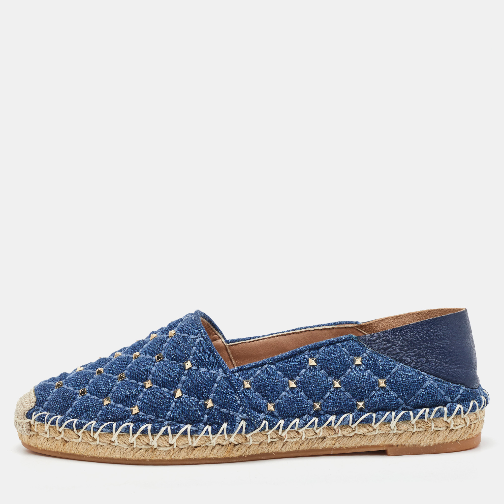 Valentino Blue Quilted Denim Rockstud Slip On Espadrille Flats Size
Valentino Blue Quilted Denim Rockstud Slip On Espadrille Flats Size