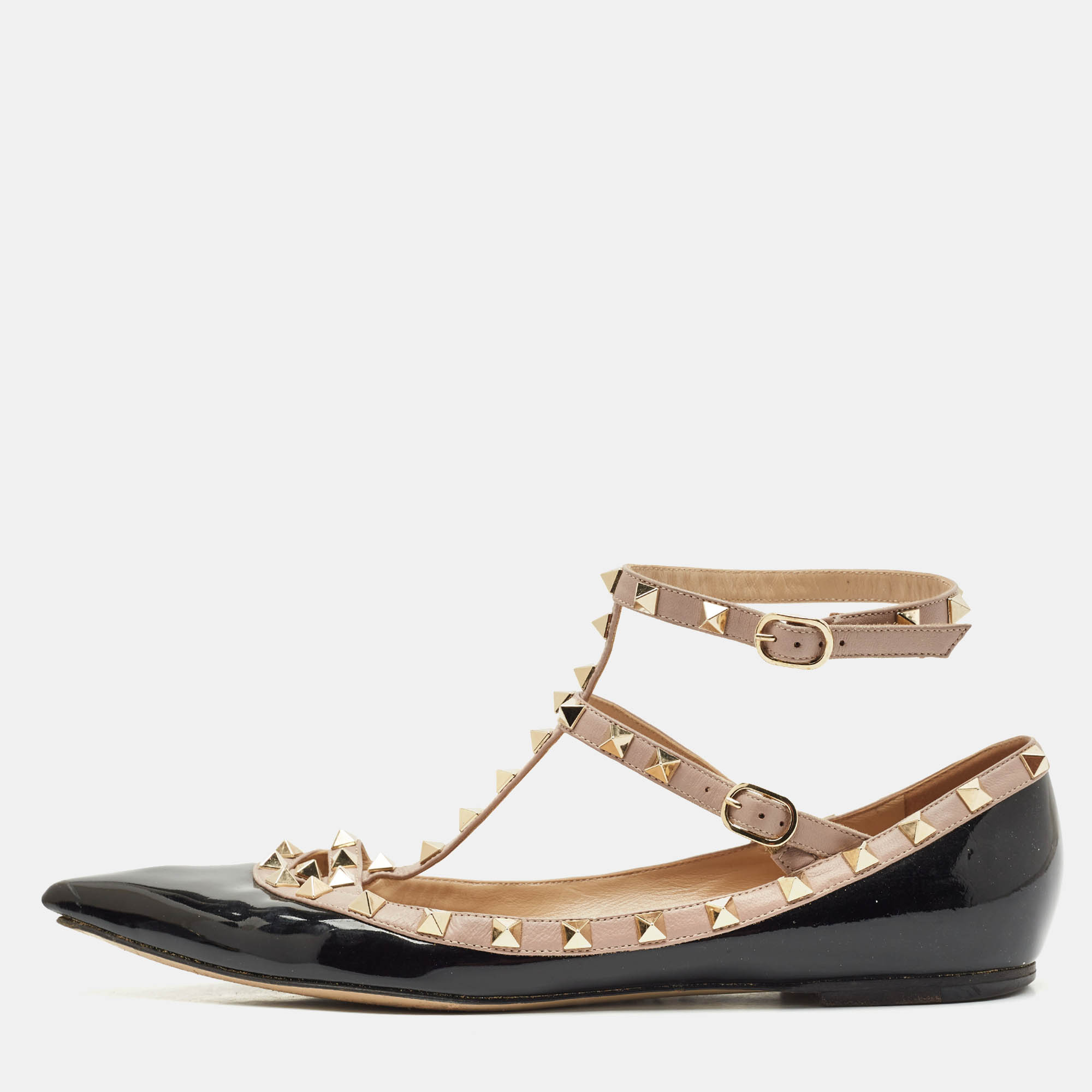 Valentino Black/Beige Patent Leather Rockstud Caged Ballet Flats Size
Valentino Black/Beige Patent Leather Rockstud Caged Ballet Flats Size