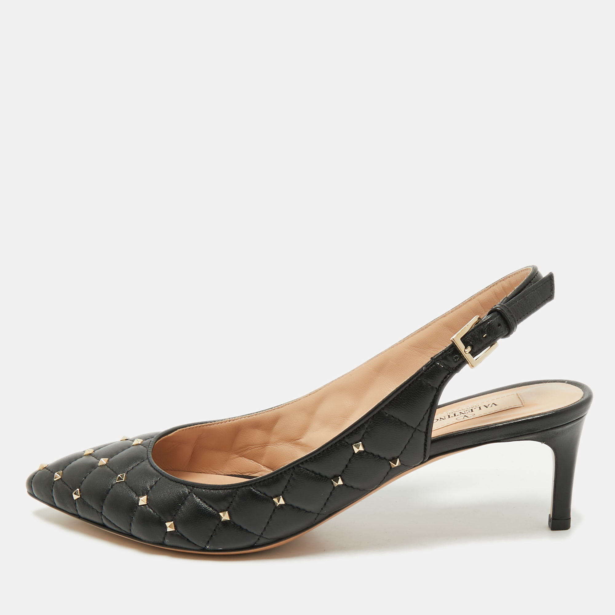 Valentino Black Quilted Leather Rockstud Pointed Toe Slingback Pumps Size
Valentino Black Quilted Leather Rockstud Pointed Toe Slingback Pumps Size