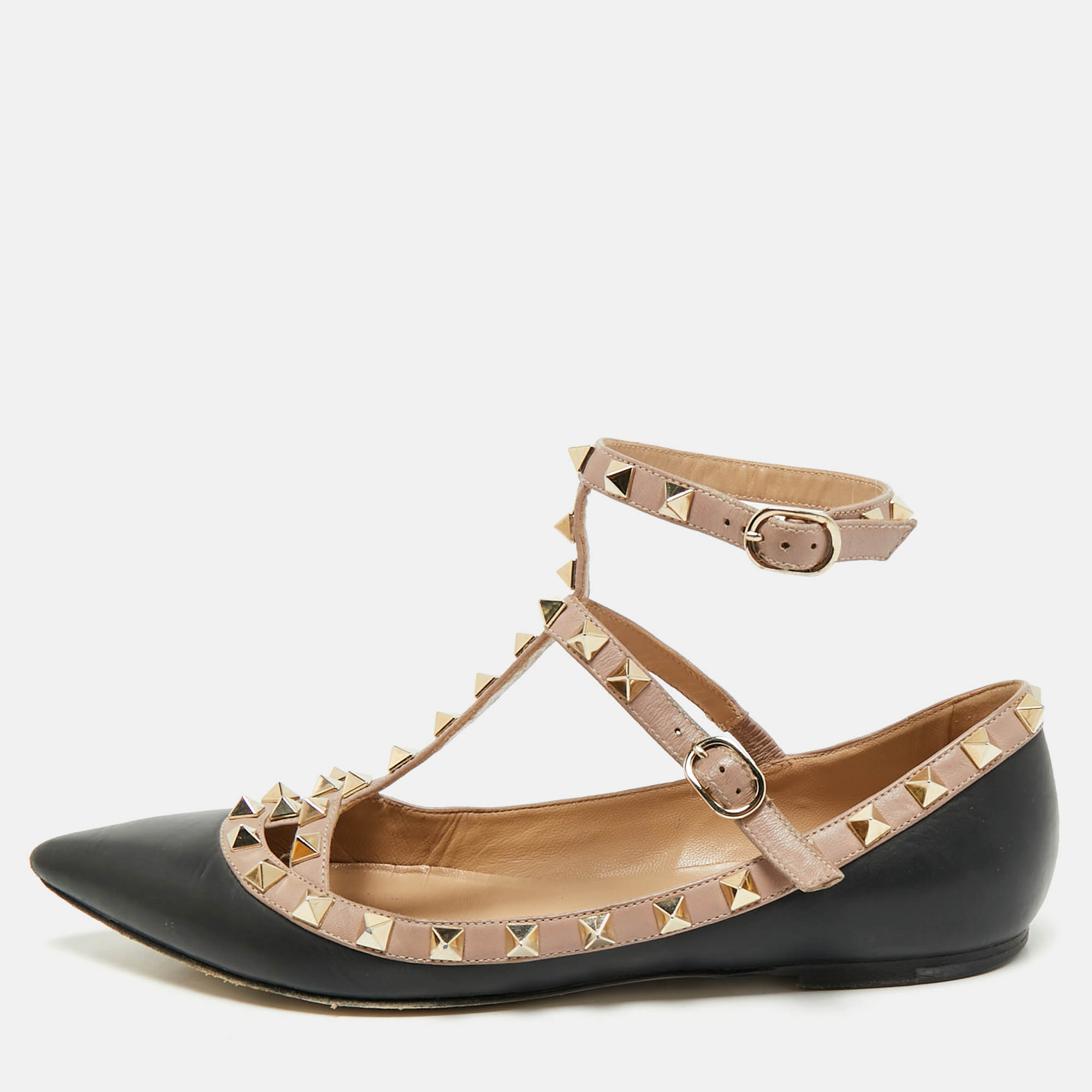 Beige Leather Rockstud Ballet Flats Size 39.5 - Valentino - Modalova