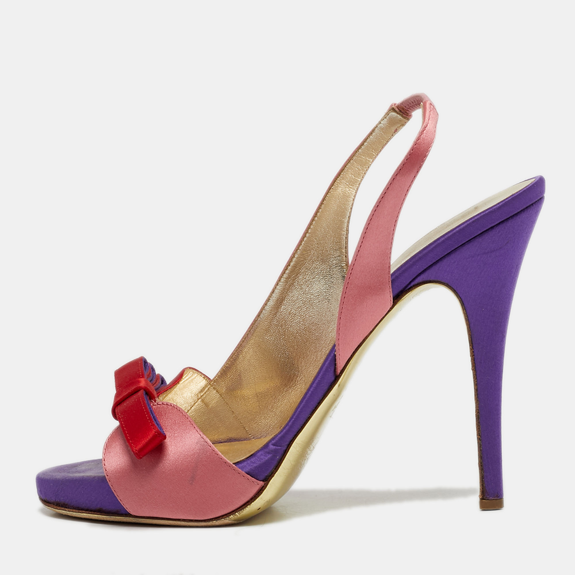 Valentino Size Tricolor Satin Bow Platform Slingback Sandals, Pink
Valentino Size Tricolor Satin Bow Platform Slingback Sandals, Pink