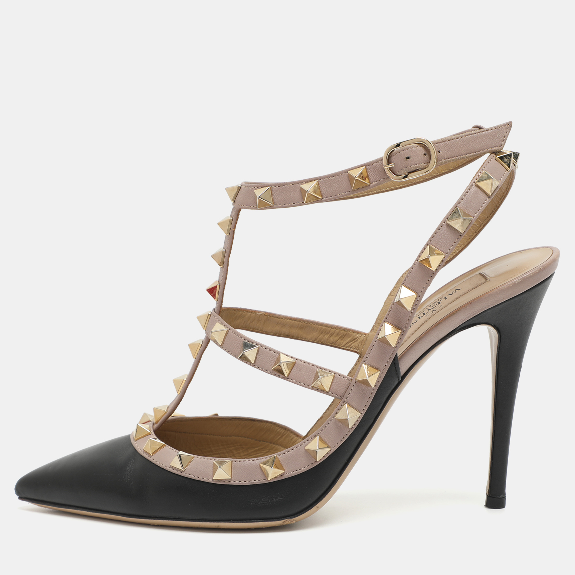 Valentino Rockstud Size Black/Beige Leather Ankle Strap Pumps
Valentino Rockstud Size Black/Beige Leather Ankle Strap Pumps