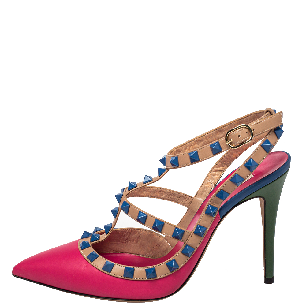 Valentino Pink/Beige Leather Rockstud Pointed Toe Ankle Strap Sandals Size
Valentino Pink/Beige Leather Rockstud Pointed Toe Ankle Strap Sandals Size