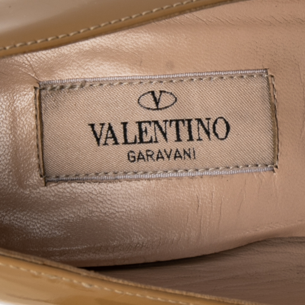 Valentino Beige Patent Leather Platform Pumps Size 39.5