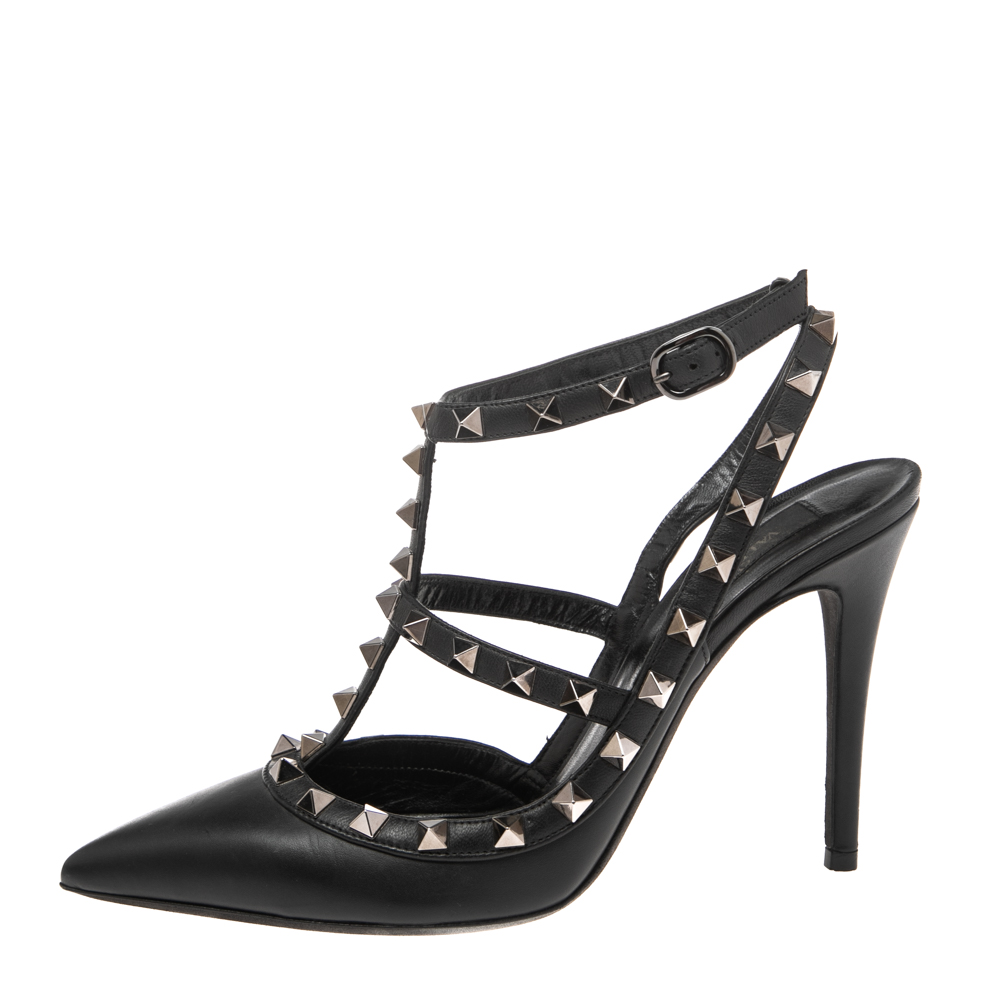 Valentino Black Leather Rockstud Pointed Toe Ankle Strap Sandals Size
Valentino Black Leather Rockstud Pointed Toe Ankle Strap Sandals Size
