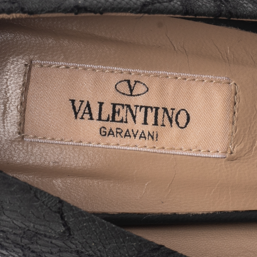 Valentino Black Lace Peep Toe Platform Pumps Size 40