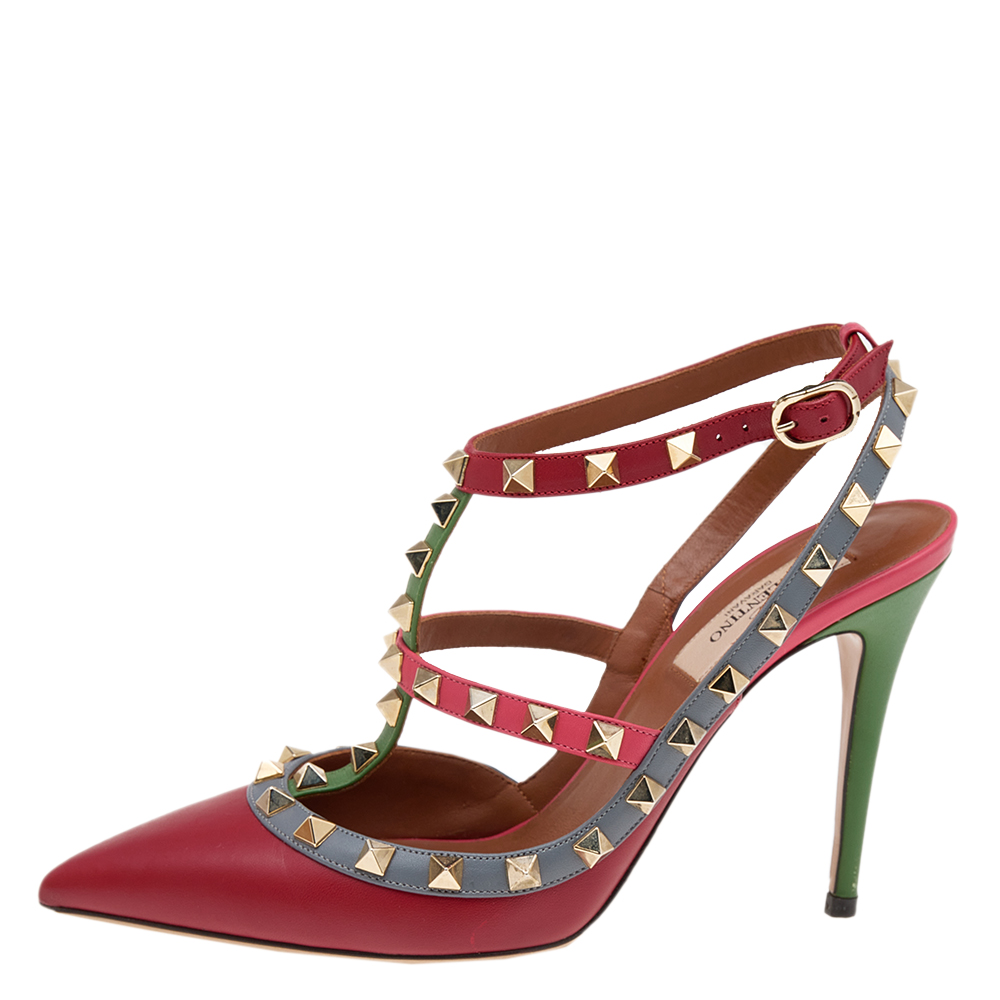 Valentino Multicolor Leather Rockstud Pointed Toe Ankle Strap Sandals Size
Valentino Multicolor Leather Rockstud Pointed Toe Ankle Strap Sandals Size