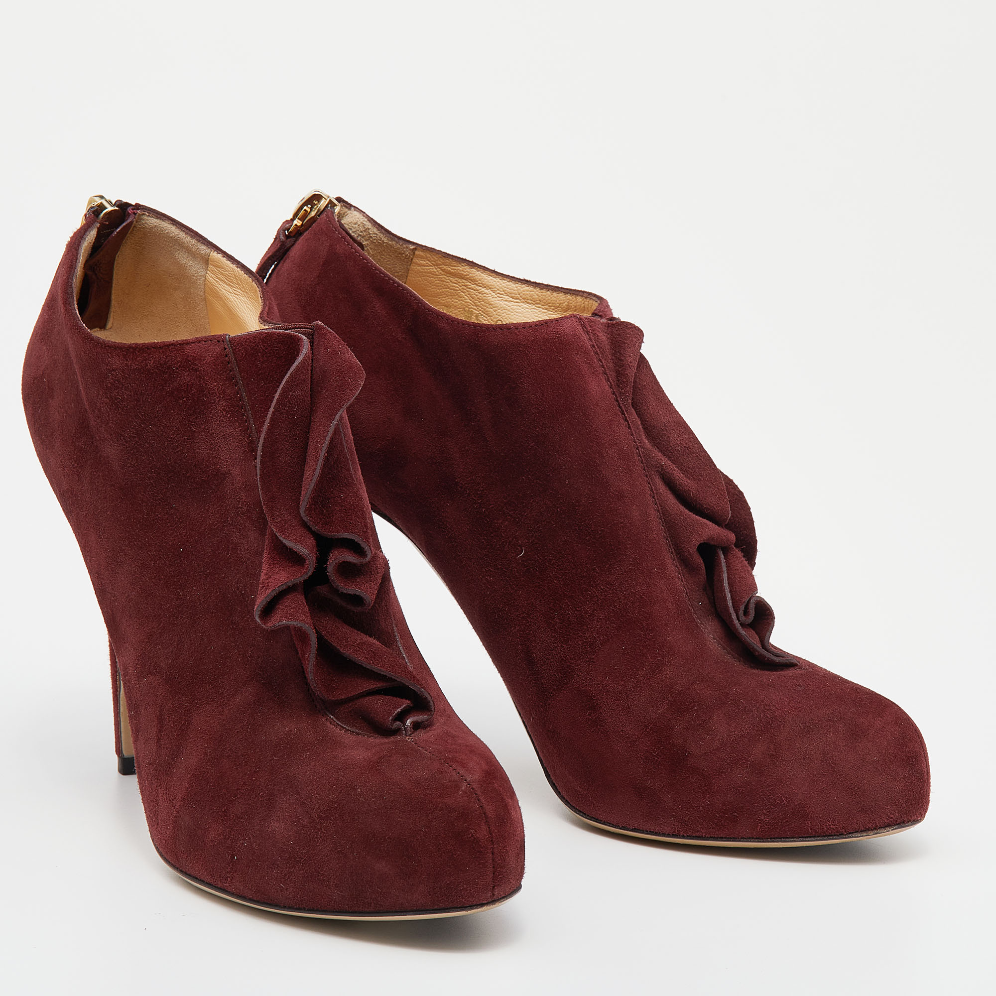 Valentino Red Suede Ankle Booties Size 38.5