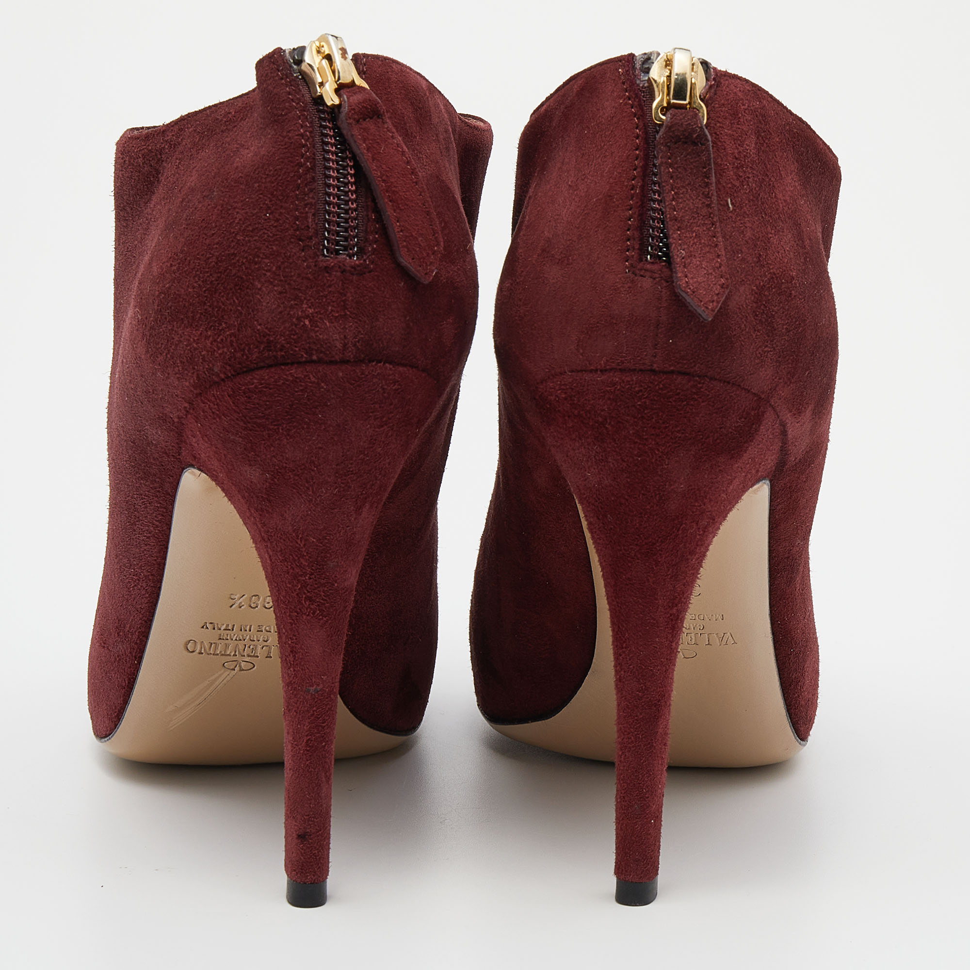 Valentino Red Suede Ankle Booties Size 38.5