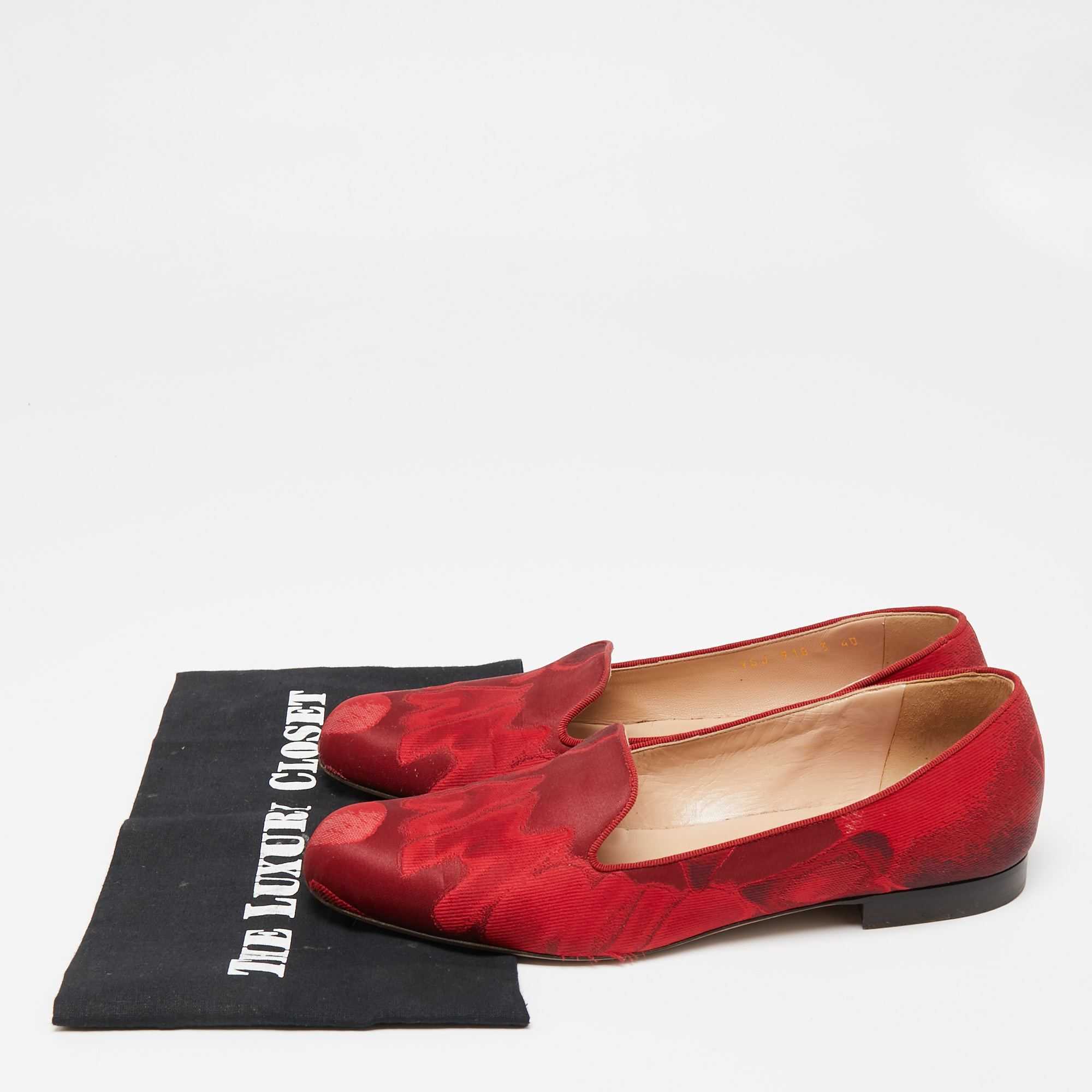 Valentino Red Satin Embroidered Smoking Slippers Size 40