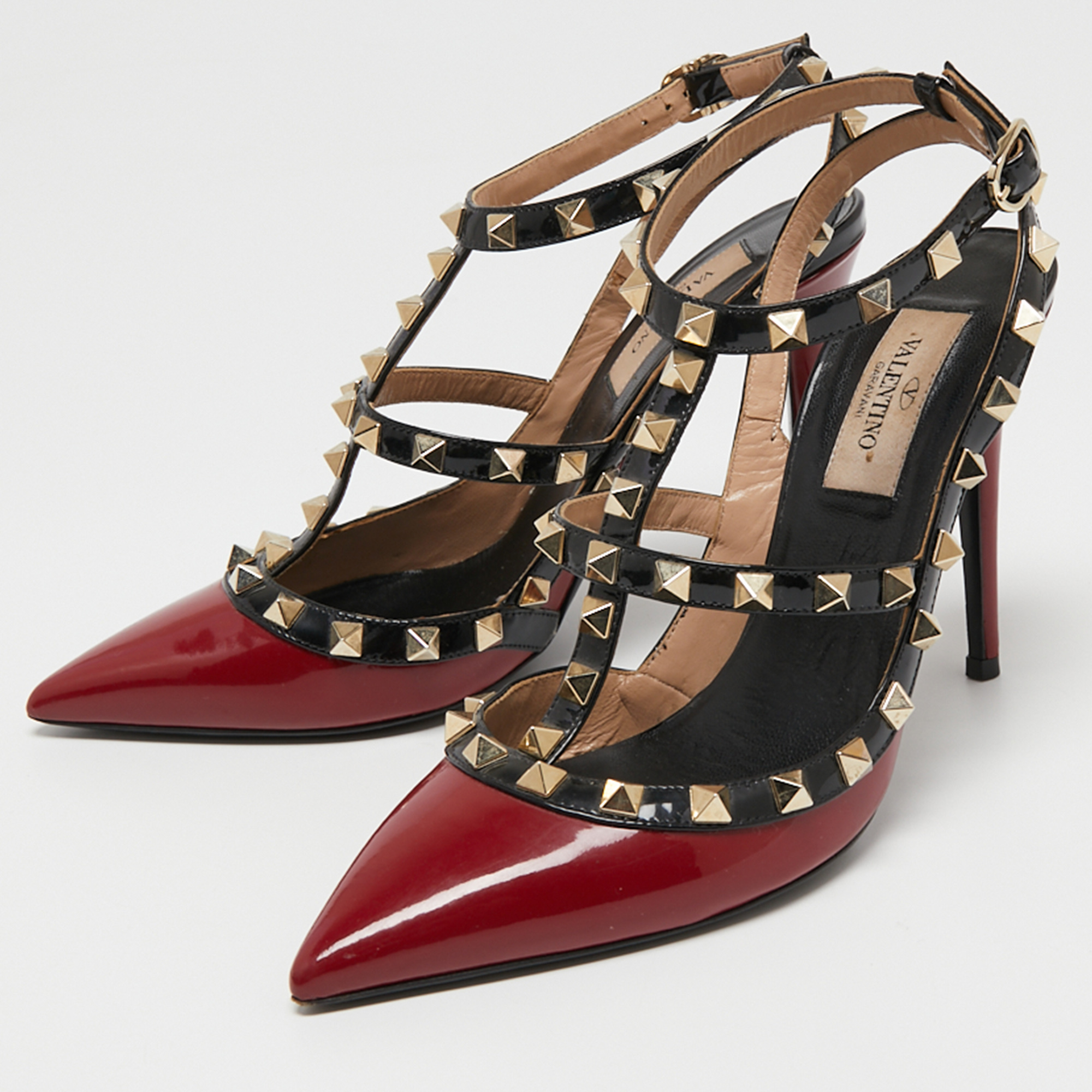 Valentino Dark Red/Black Patent Leather Rockstud Ankle Strap Pumps Size
Valentino Dark Red/Black Patent Leather Rockstud Ankle Strap Pumps Size
