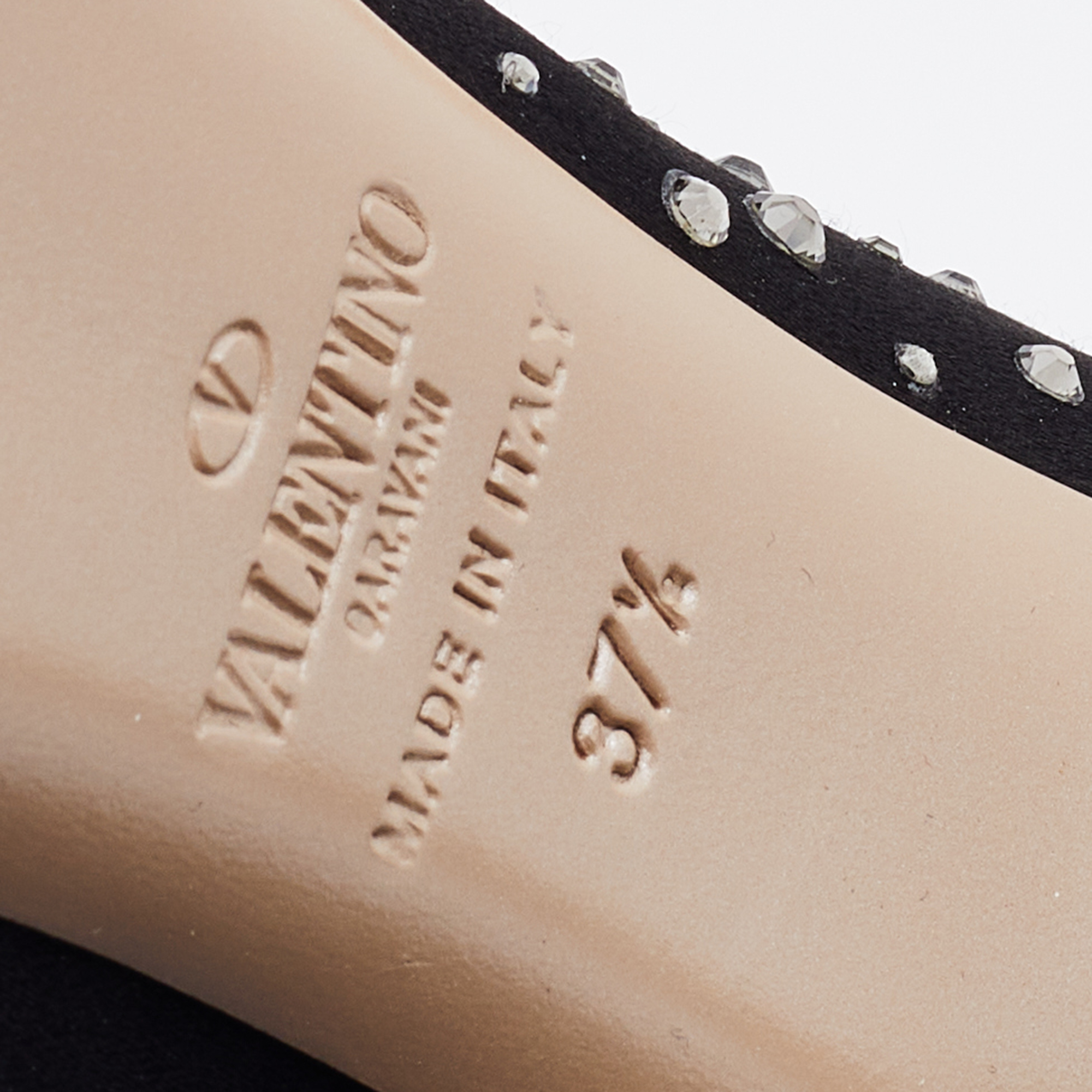 Valentino Black Satin And Mesh Crystal Embellished Platform Pumps Size 37.5