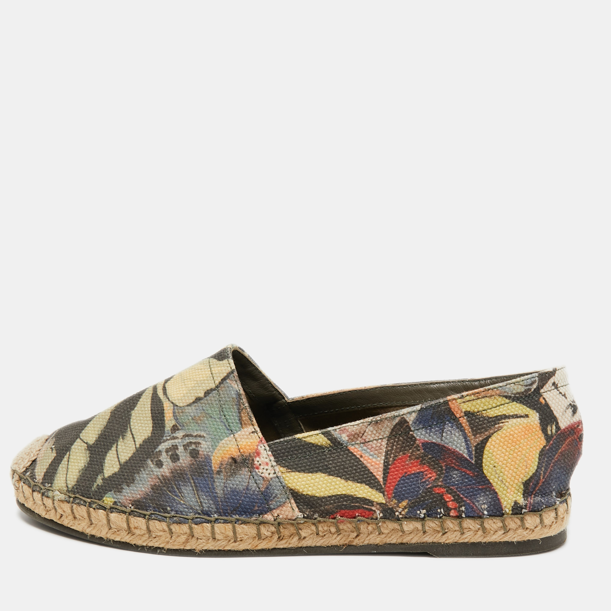 Valentino Multicolor Butterfly Print Canvas Espadrille Flats Size 35
