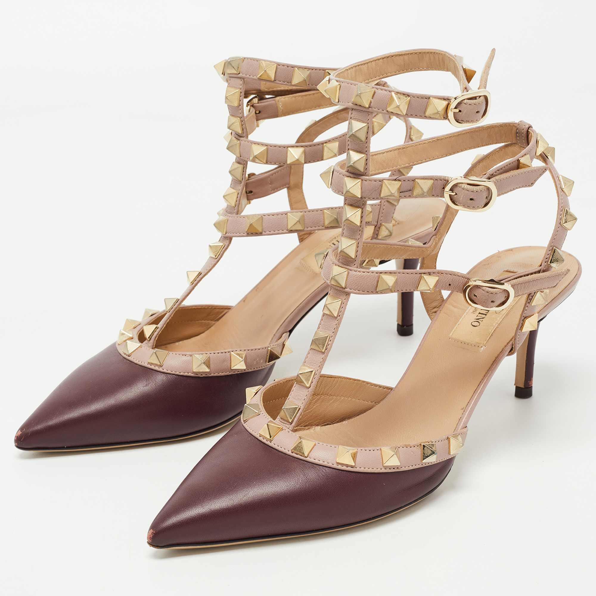 Valentino Dark Brown/Dusty Pink Leather Rockstud Ankle Strap Pumps Size
Valentino Dark Brown/Dusty Pink Leather Rockstud Ankle Strap Pumps Size