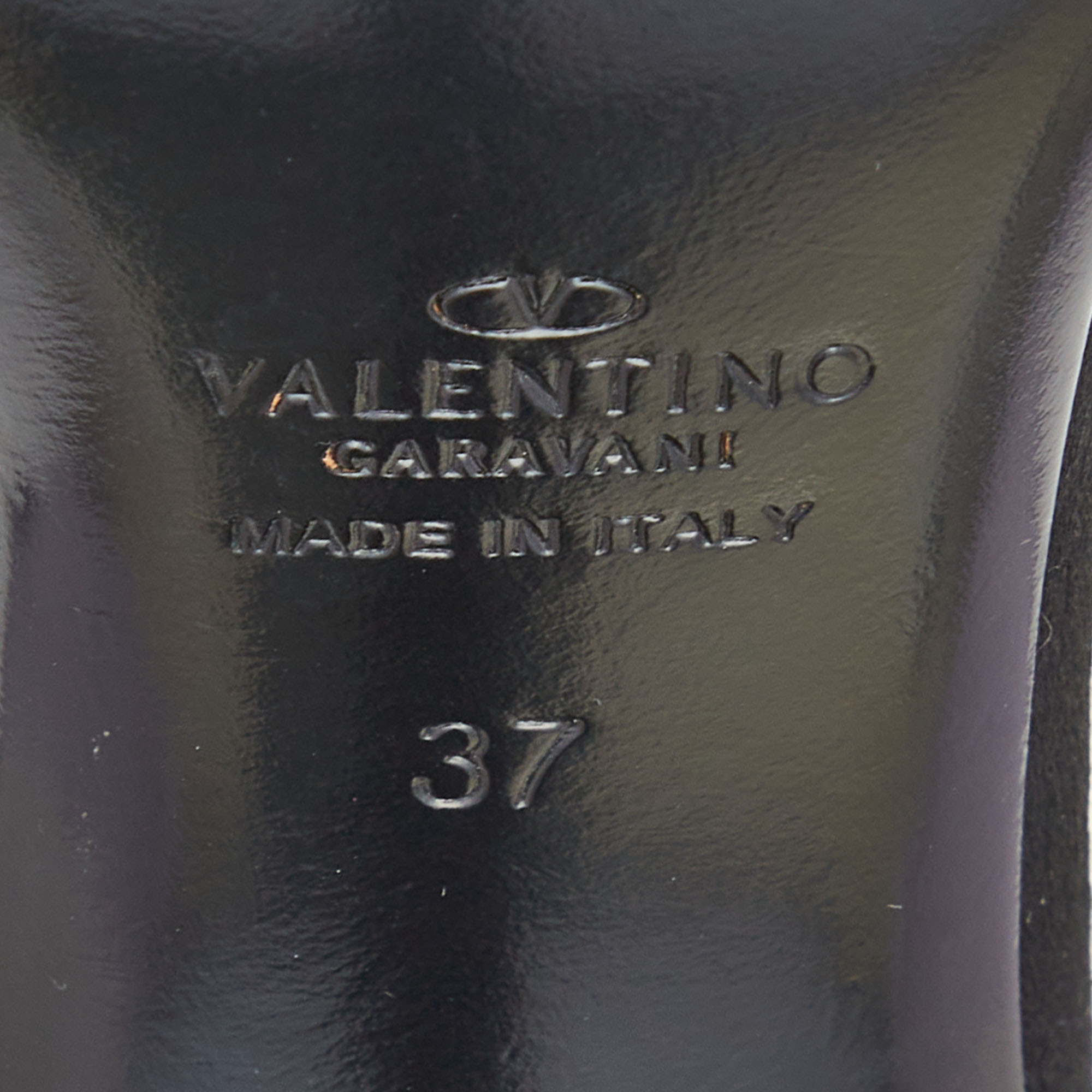 Valentino Black Satin Crystal Embellished Buckle Ankle Strap Sandals Size 37