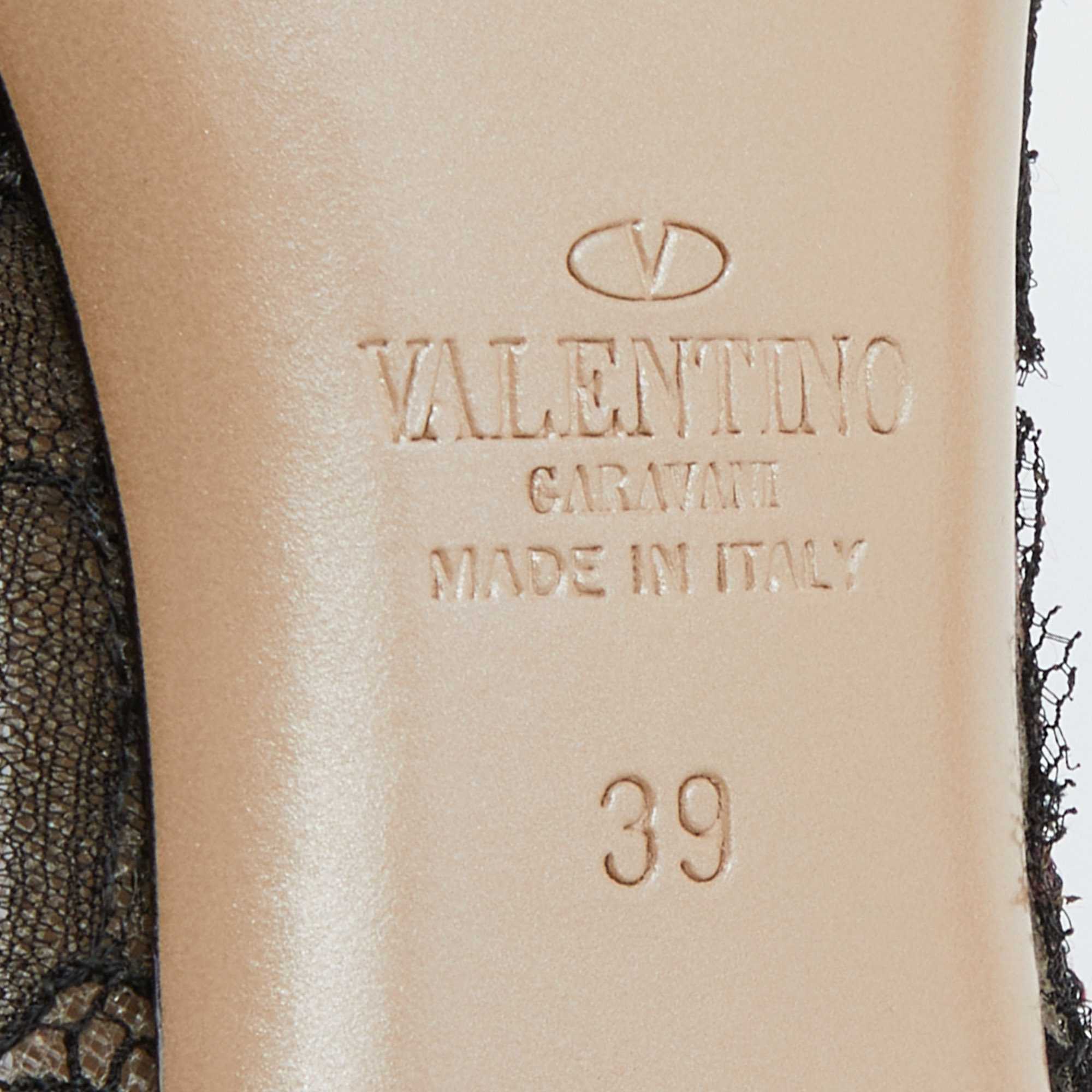 Valentino Black Lace And Satin Peep Toe Pumps 39