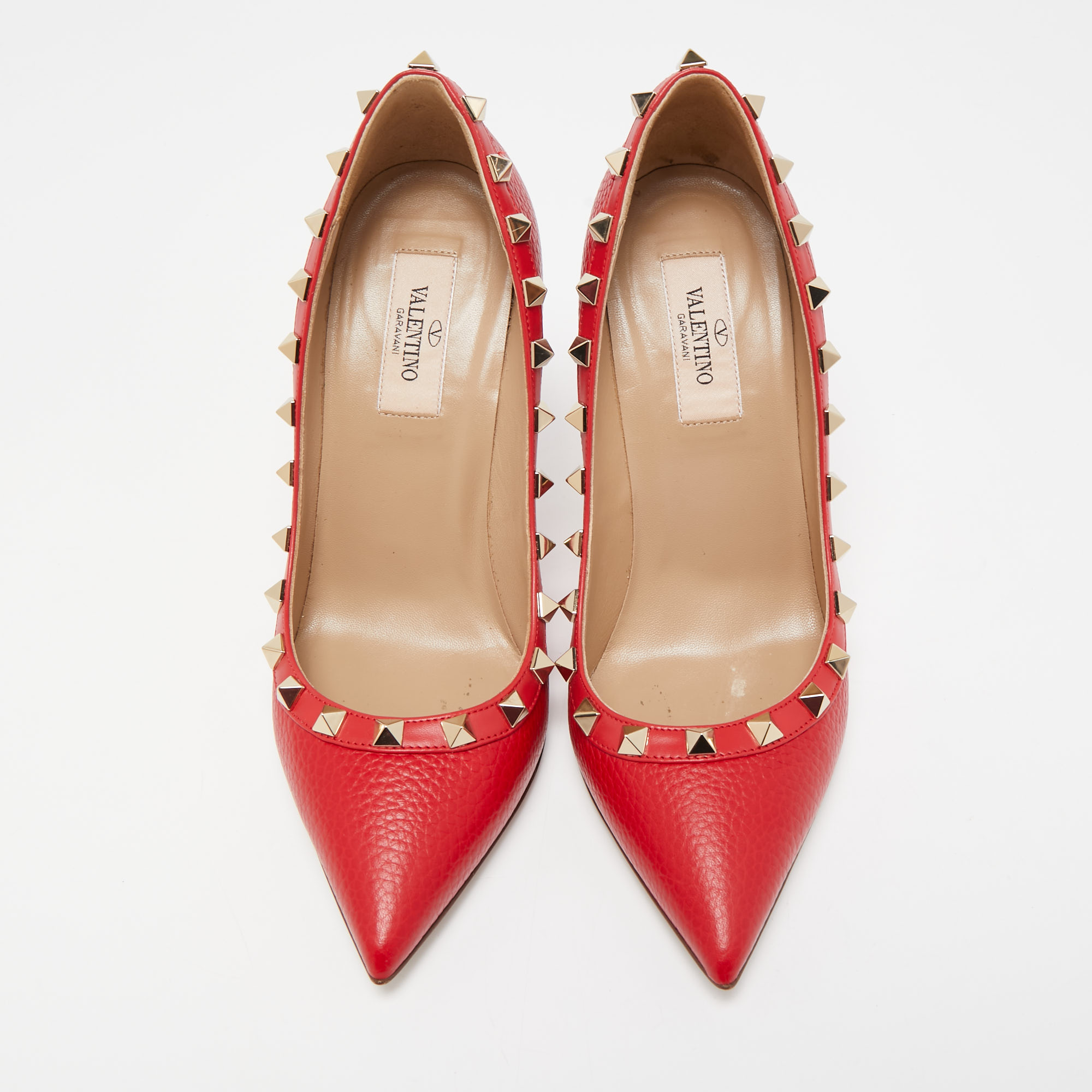 Valentino Red Leather Rockstud Pumps Size 36