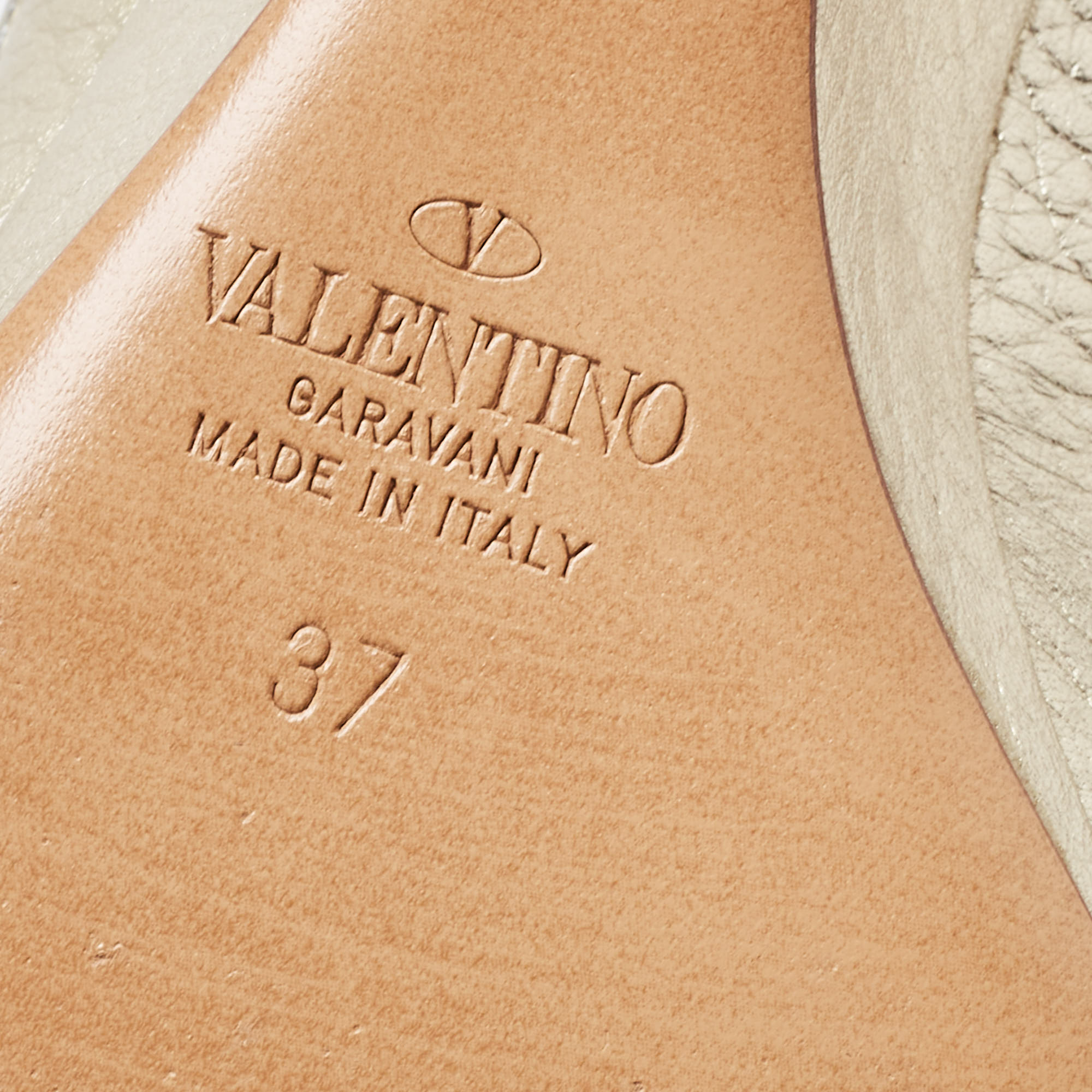 Valentino Metallic Gold Leather Rockstud  Wedge Pumps Size 37