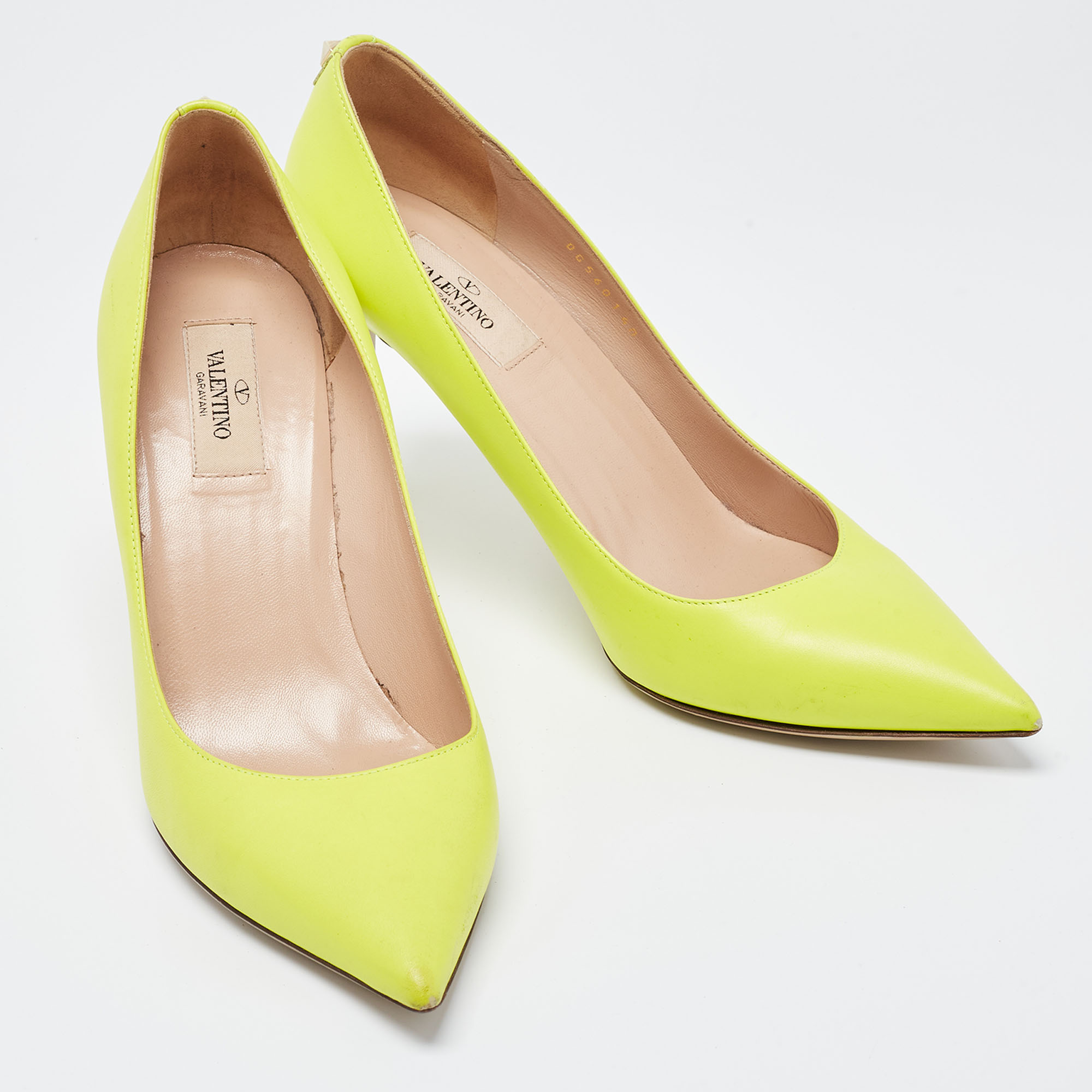 Valentino Green Leather Pointed Toe Pumps Size 40