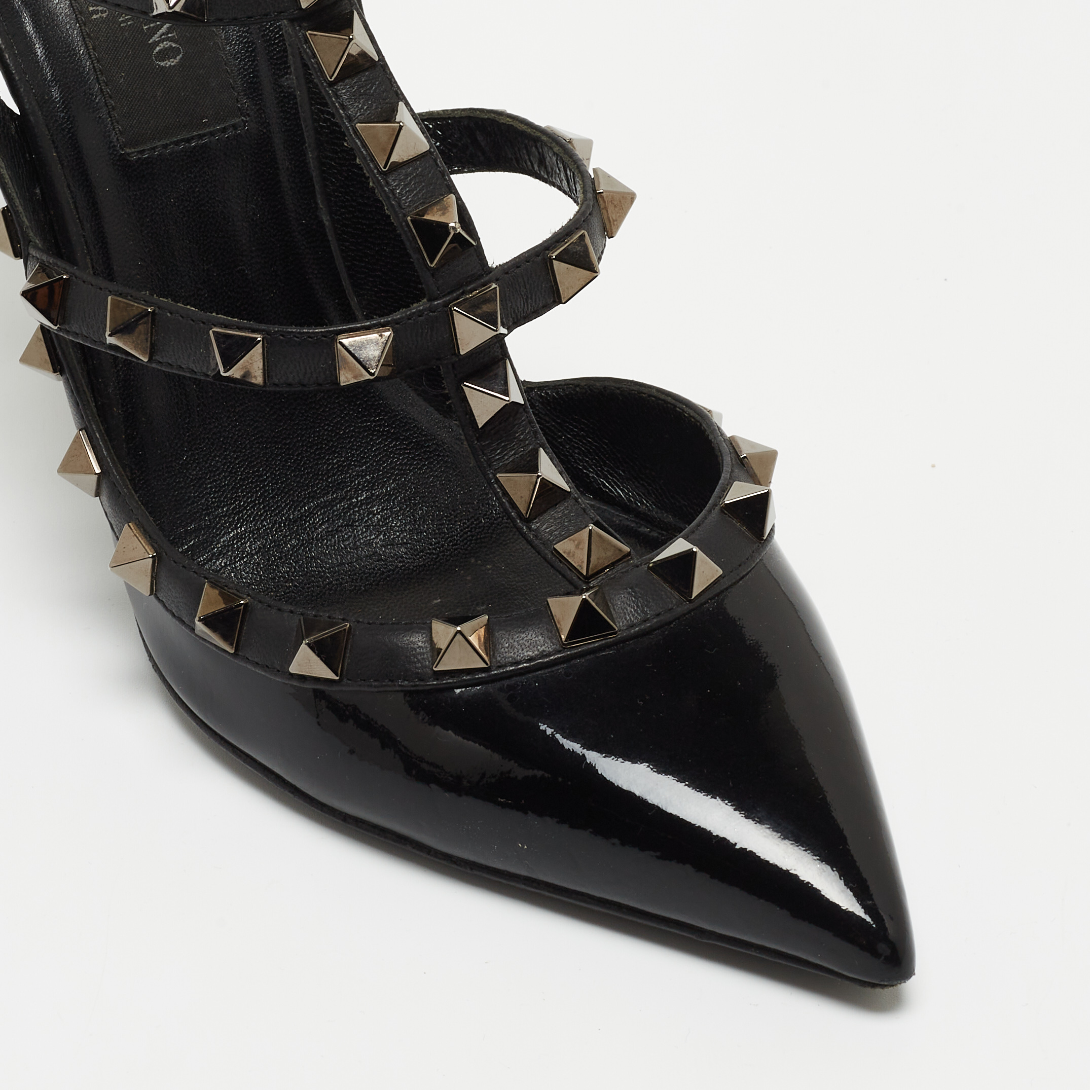 Valentino Black Patent And Leather Rockstud Caged Pumps Size 36
