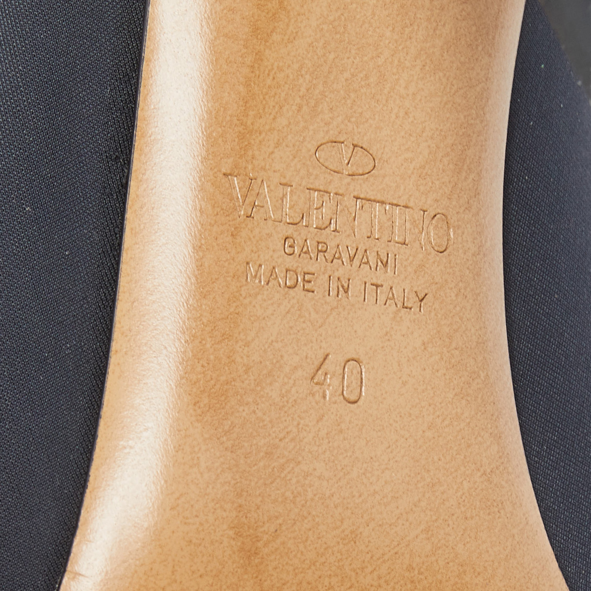 Valentino Black Black Nylon VLTN Pointed Toe Ankle Booties Size 40