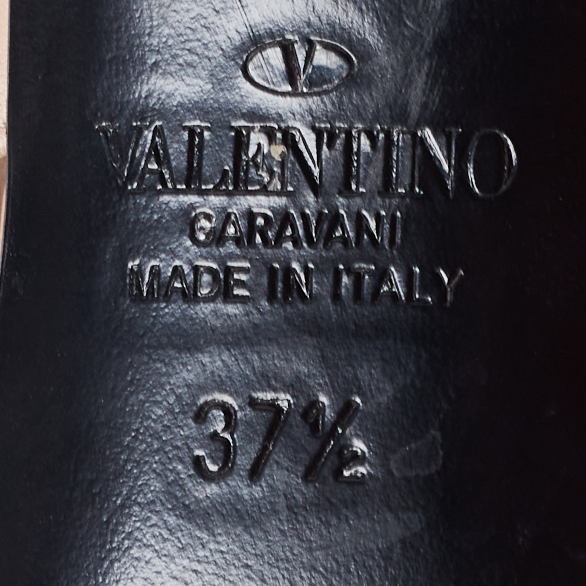 Valentino Beige Leather Roman Stud Ankle Strap Pumps Size  37.5