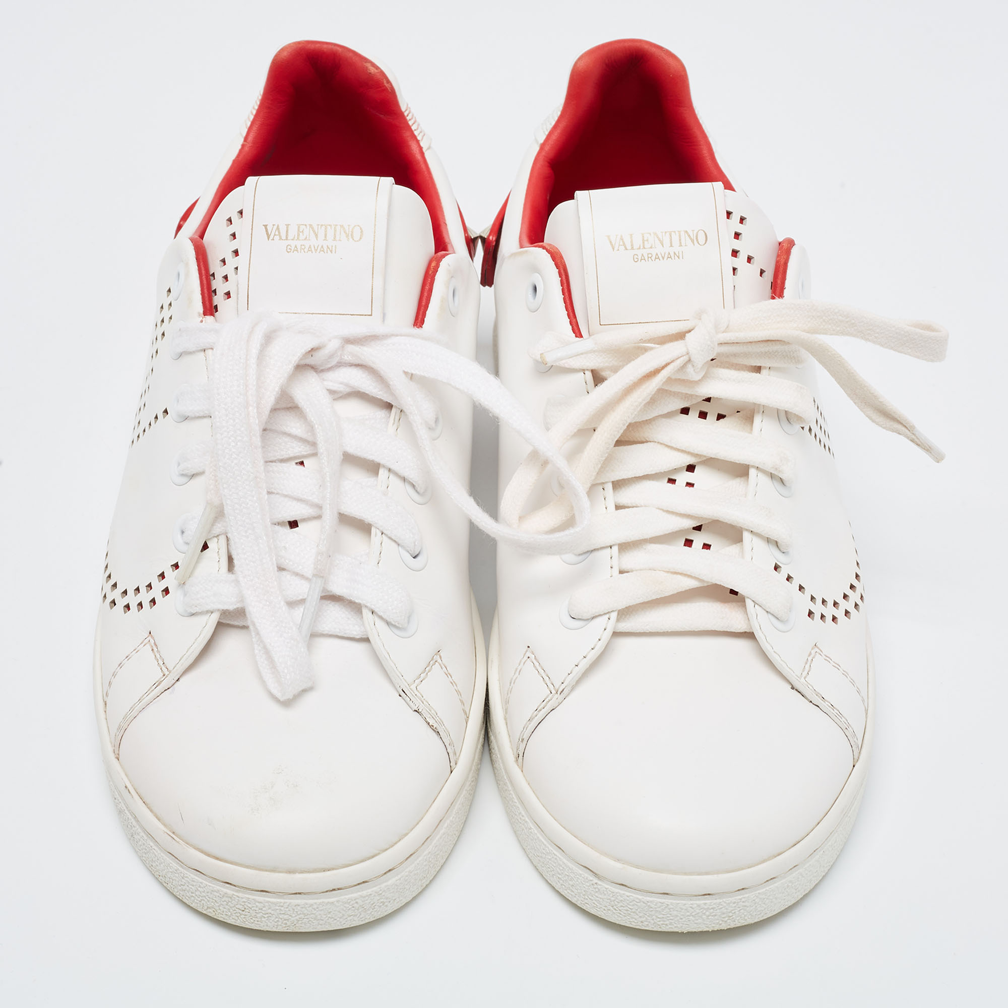 Valentino White Leather Escape V Logo Sneakers Size 36