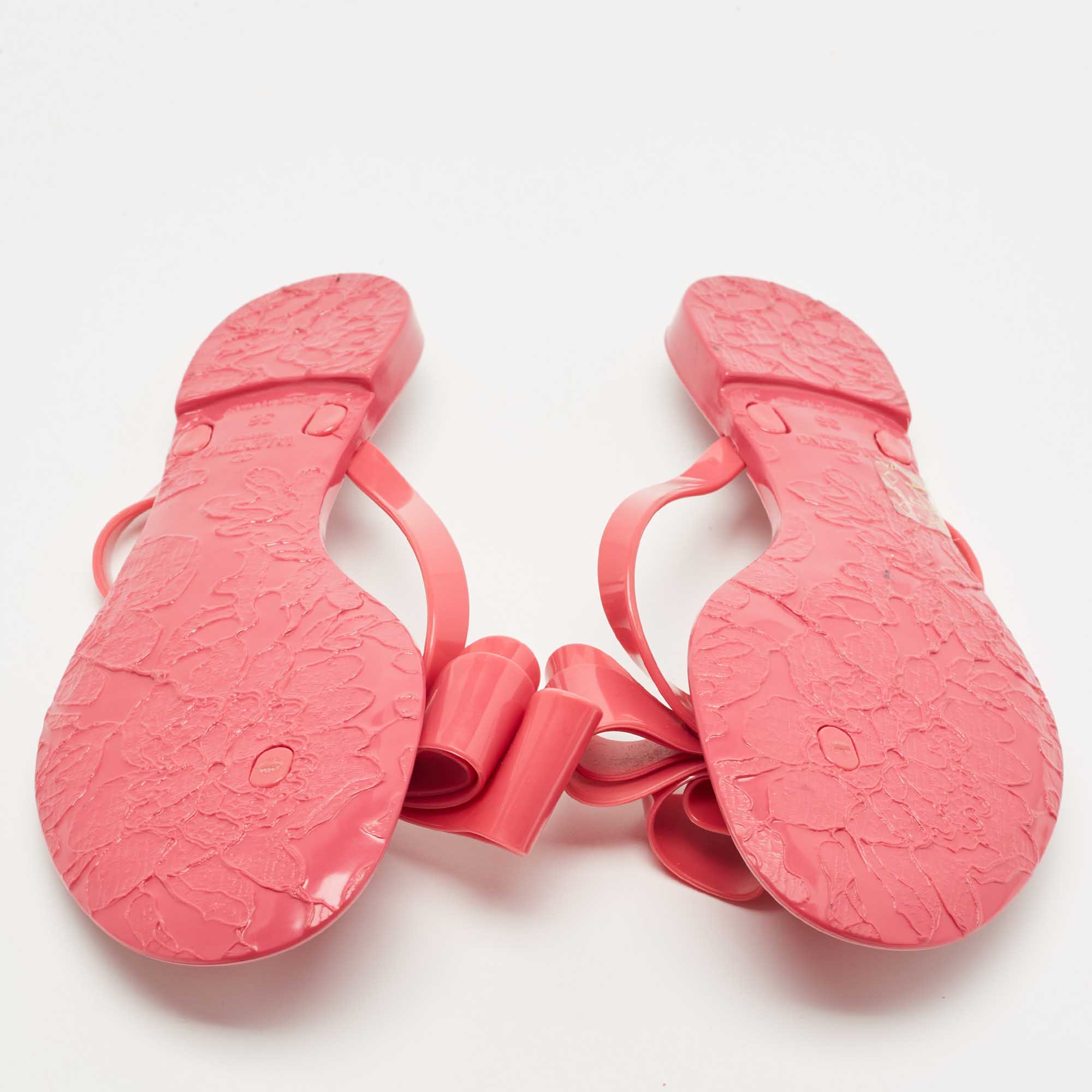 Valentino Pink Jelly Bow Thong Flats Size 36