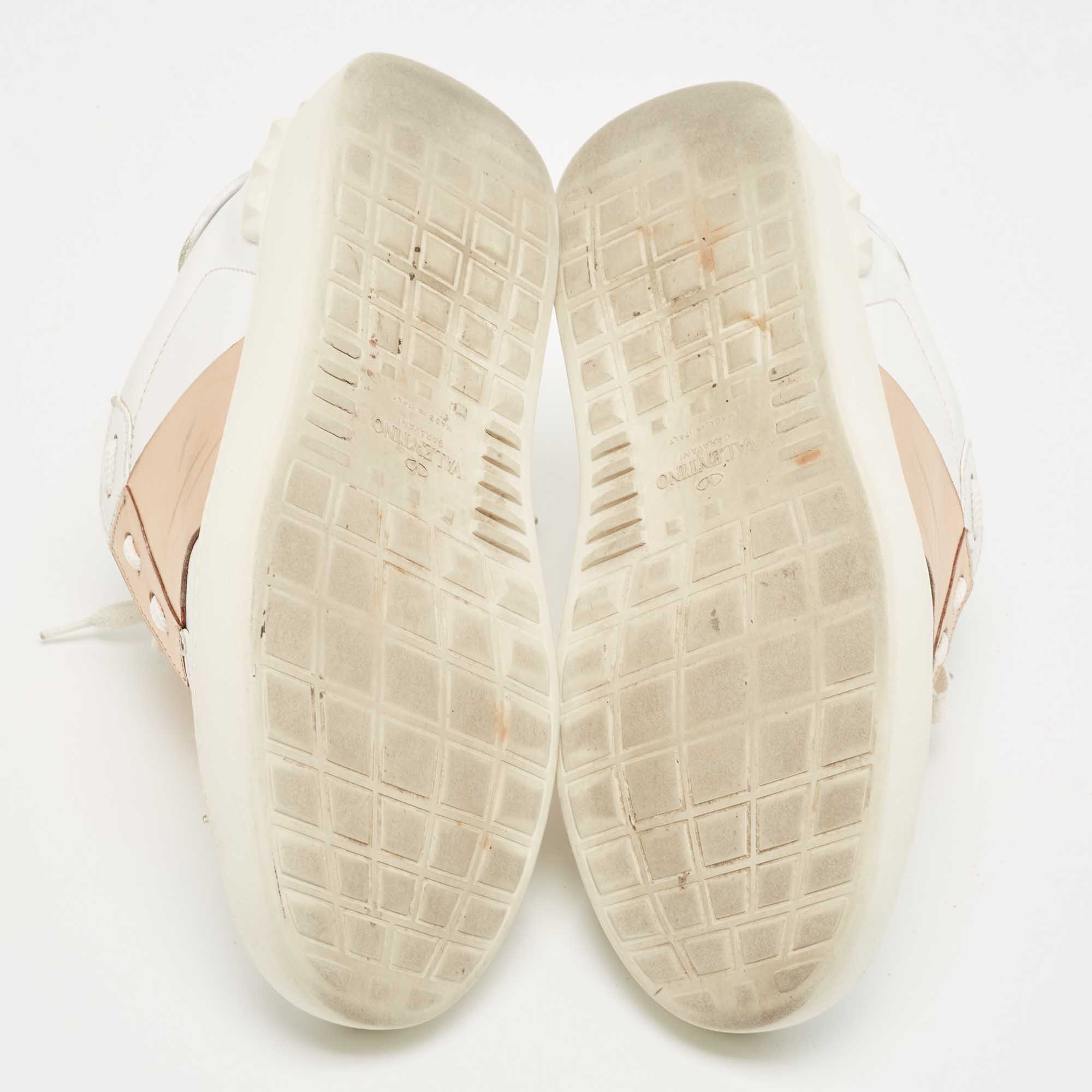 Valentino White/Gold Leather  Open Low Top Sneakers Size 39