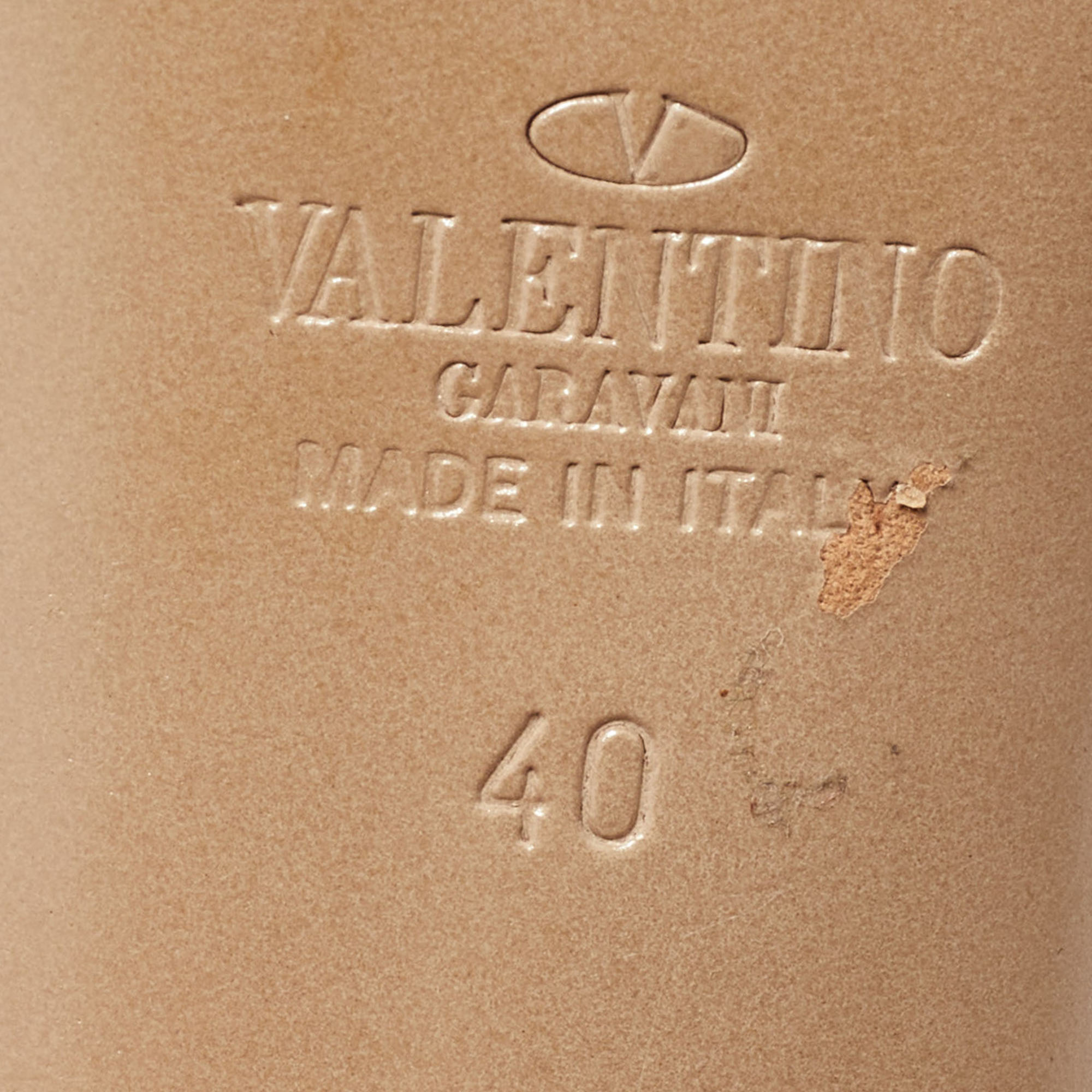 Valentino Beige Leather Bow Platform Slingback Sandals Size 40