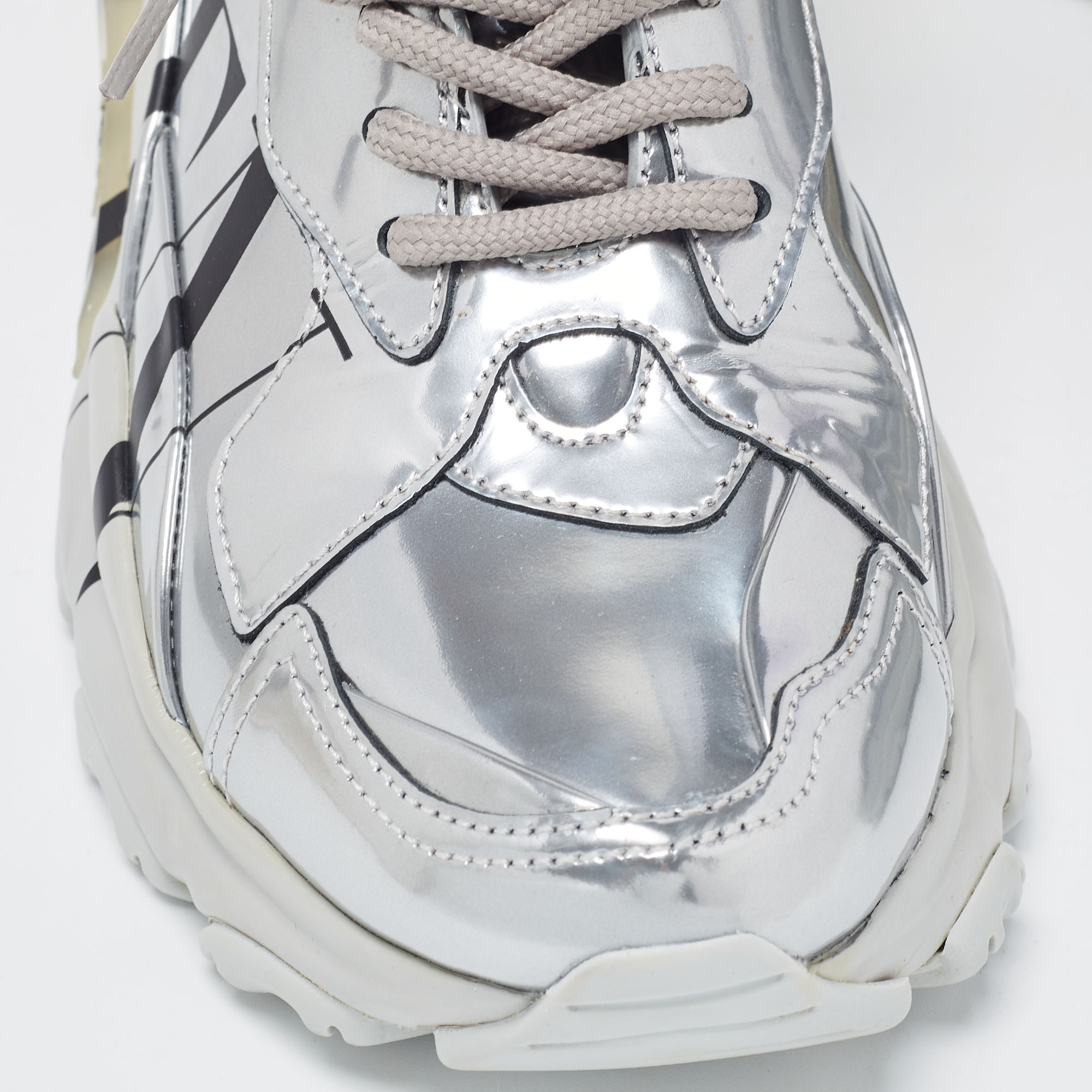 Valentino Silver Leather VLTN Bounce Sneakers Size 37.5