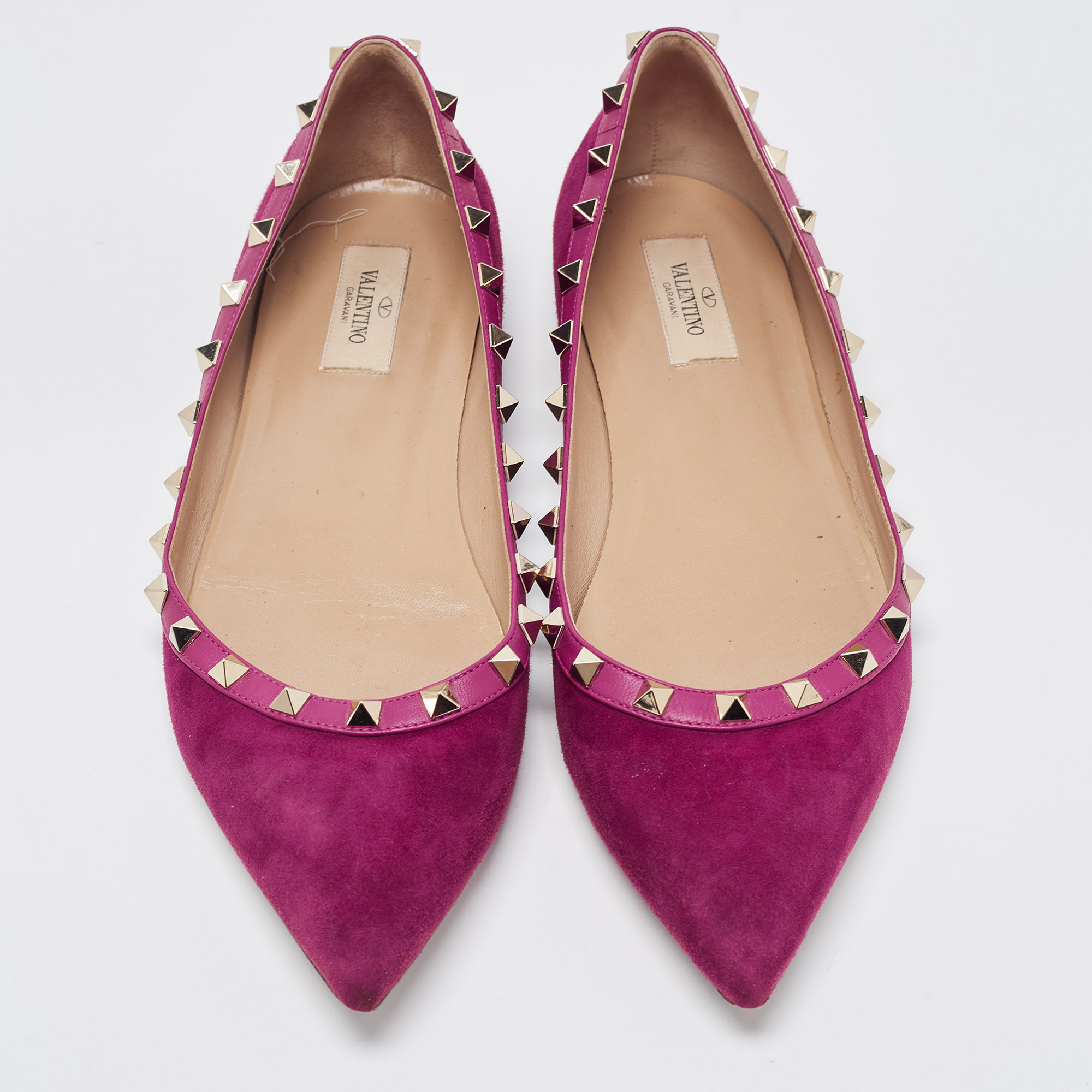 Valentino Purple Suede Rockstud Ballet Flats Size 41