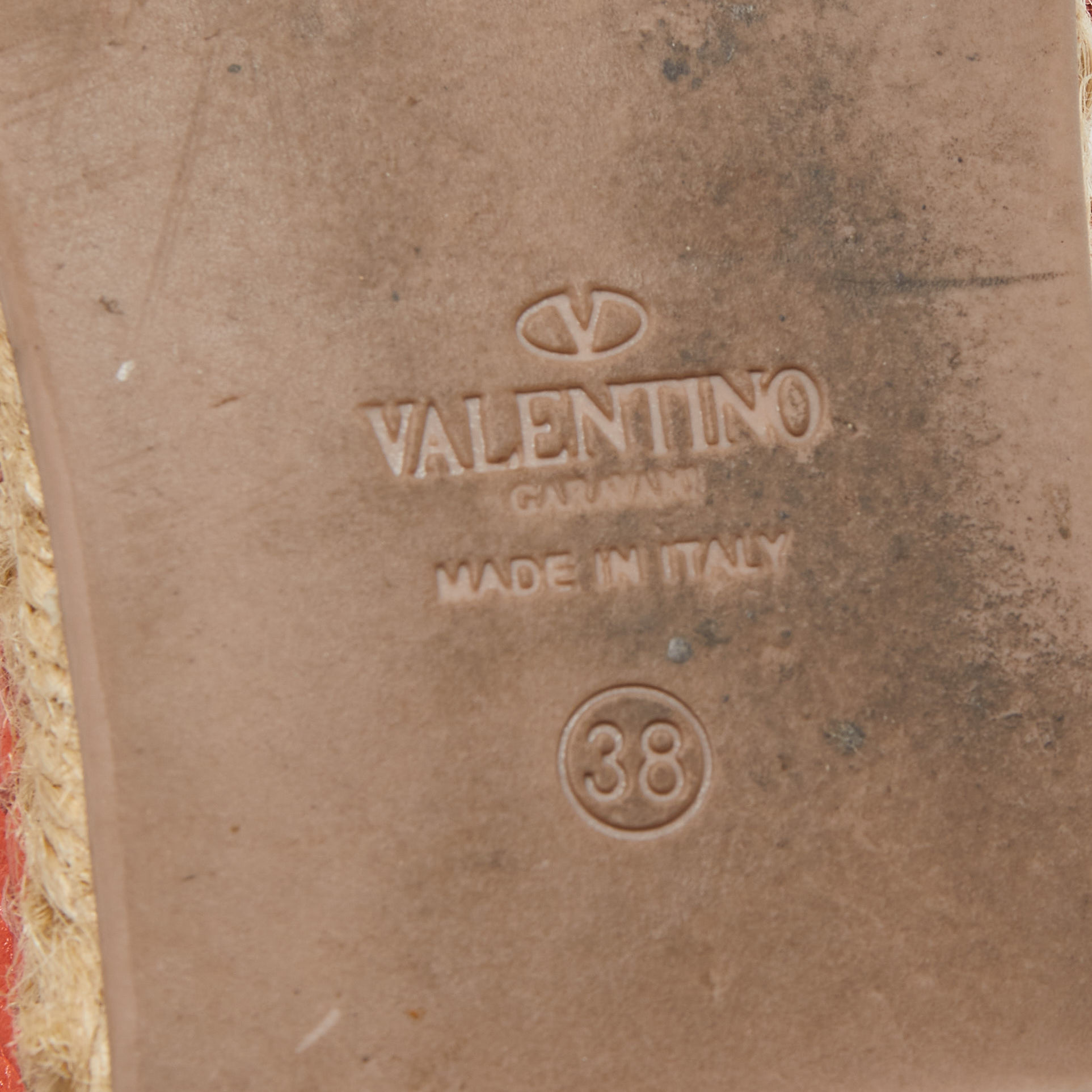 Valentino Orange Lace And Leather Espadrille Flats Size 38