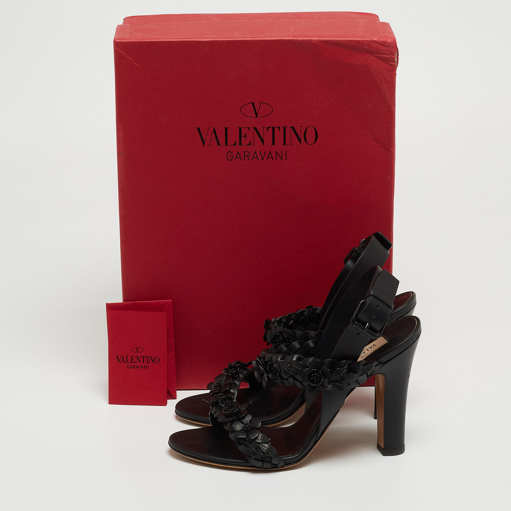 Valentino Black Leather Ankle Strap Sandals Size 35.5
