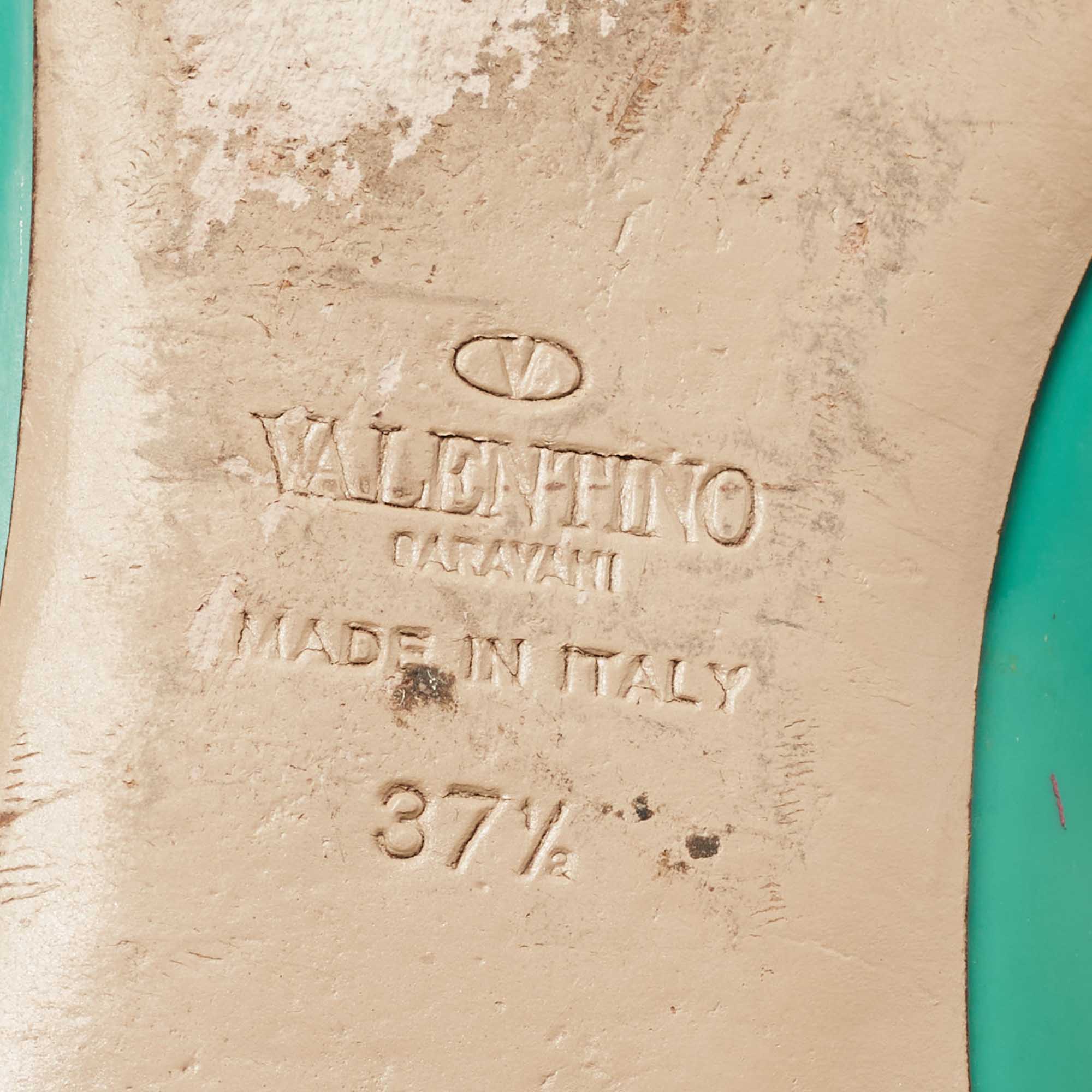 Valentino Green Patent Leather Rockstud Ballet Flats Size 37.5