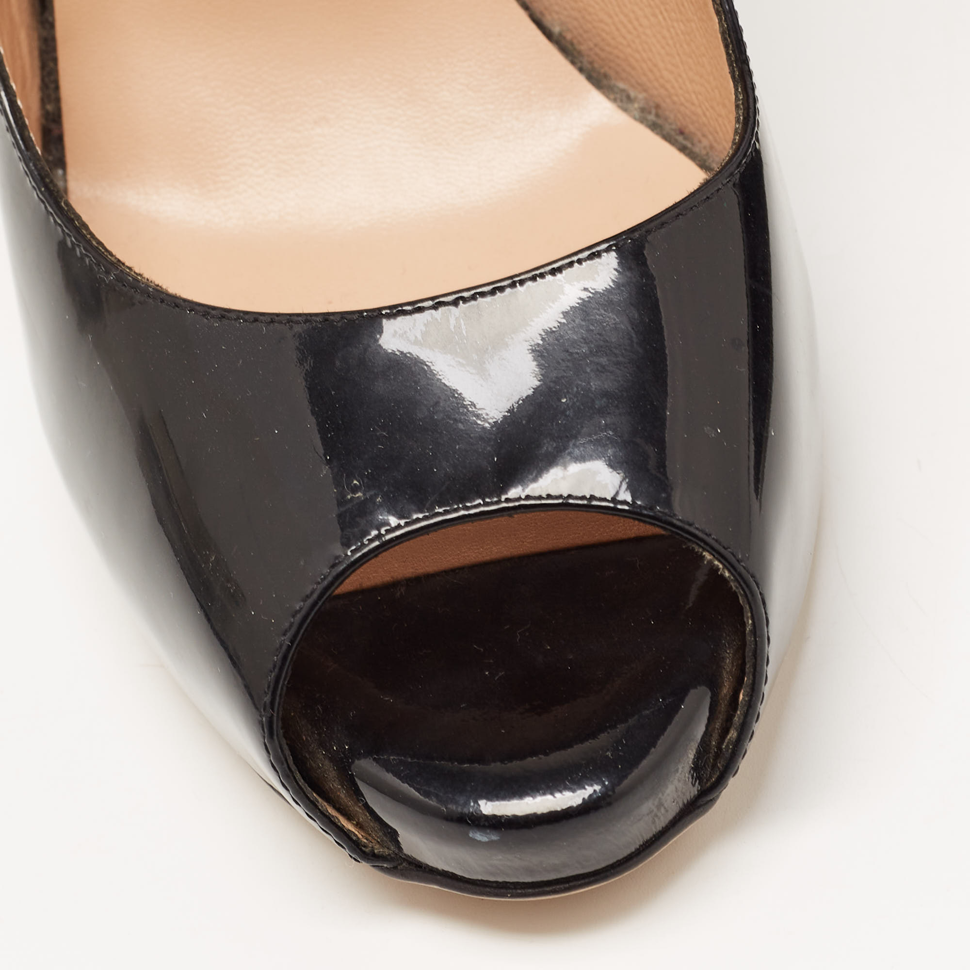 Valentino Black Patent Leather Rockstud Peep Toe Pumps Size 39