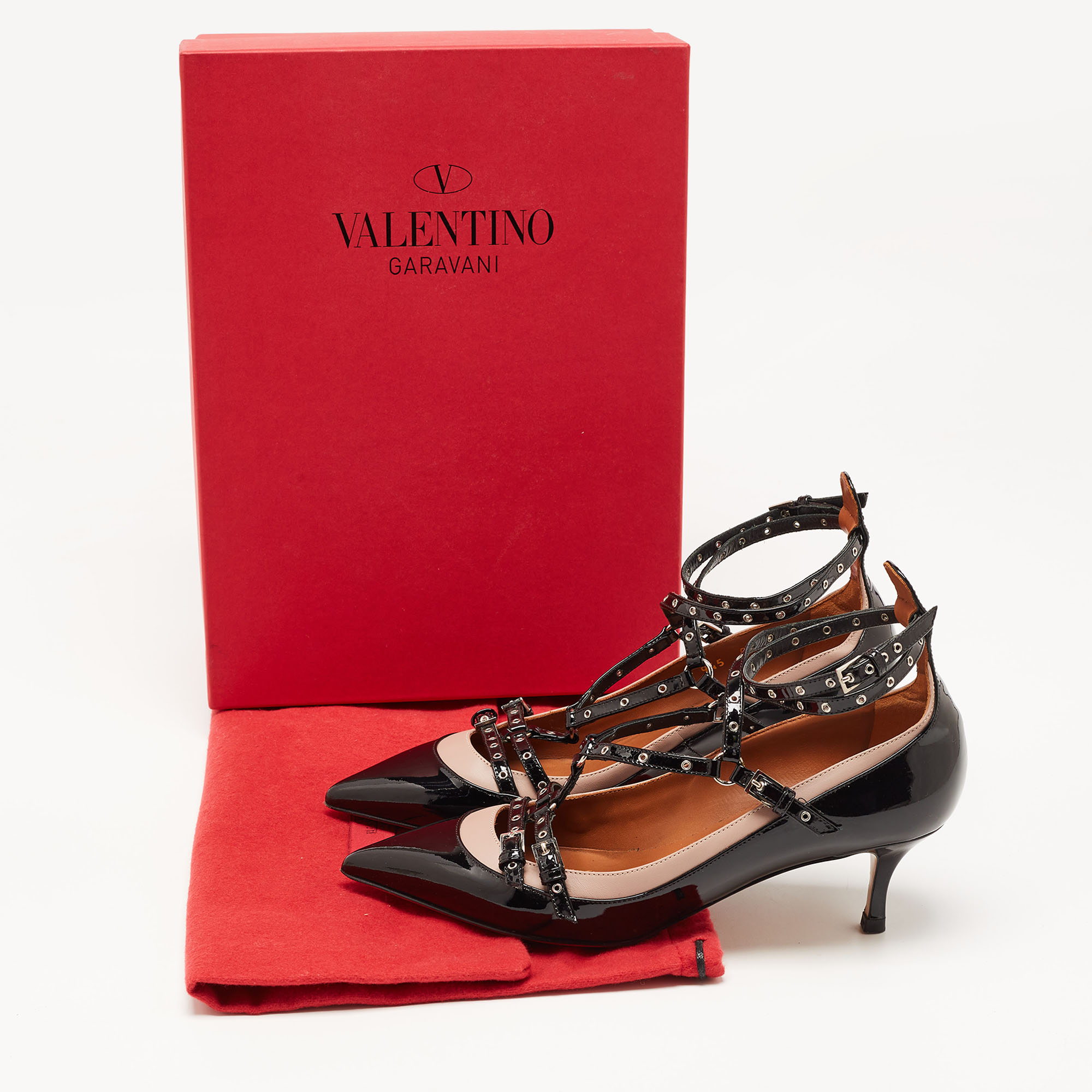 Valentino Black/Dusty Pink Patent And Leather Love Latch Pumps Size 37.5