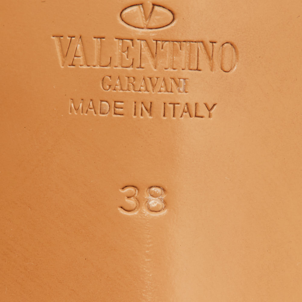 Valentino Rose Gold Leather Rockstud Ankle Strap Sandals Size 38