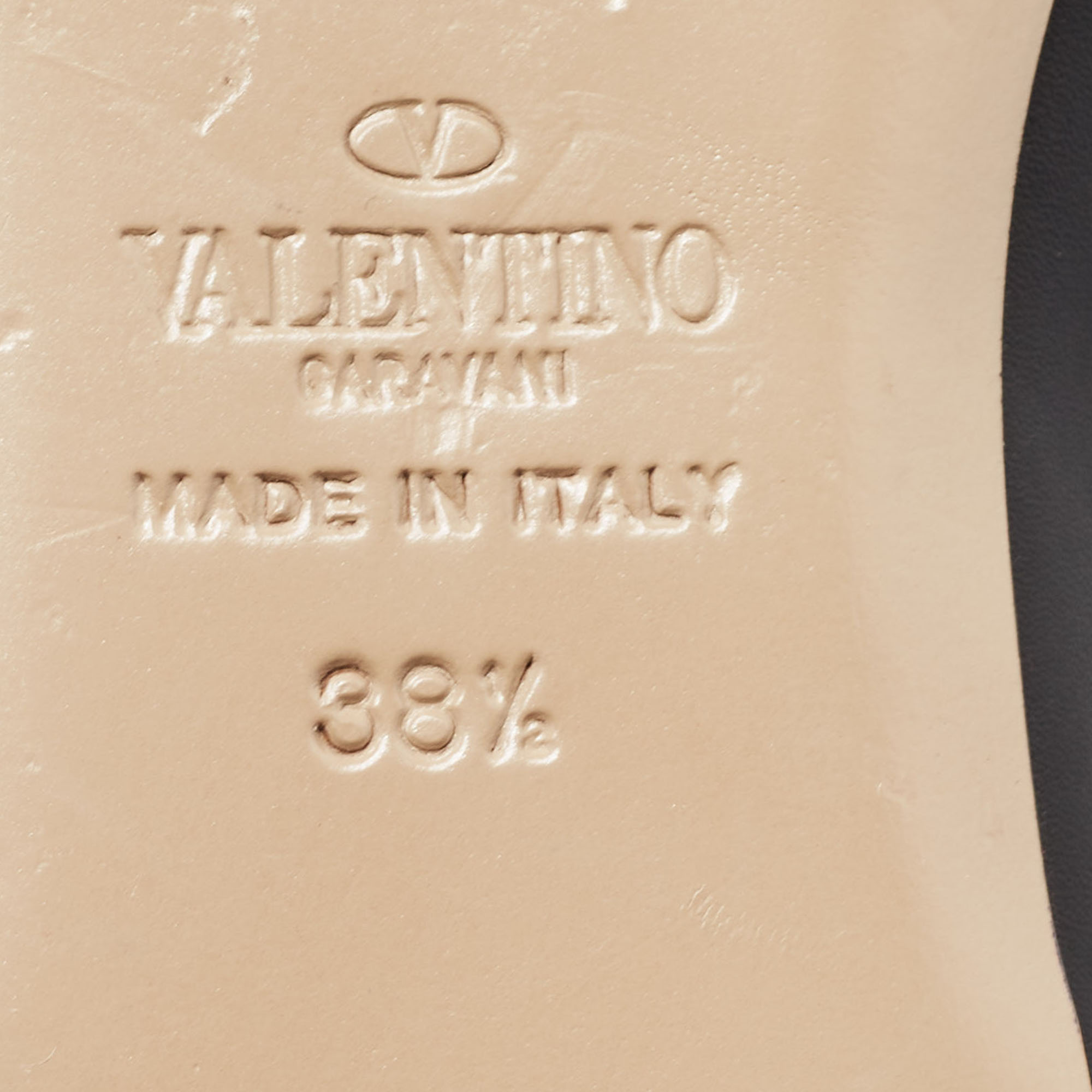 Valentino Black Leather Rockstud Ankle Strap Ballet Flats Size 38.5